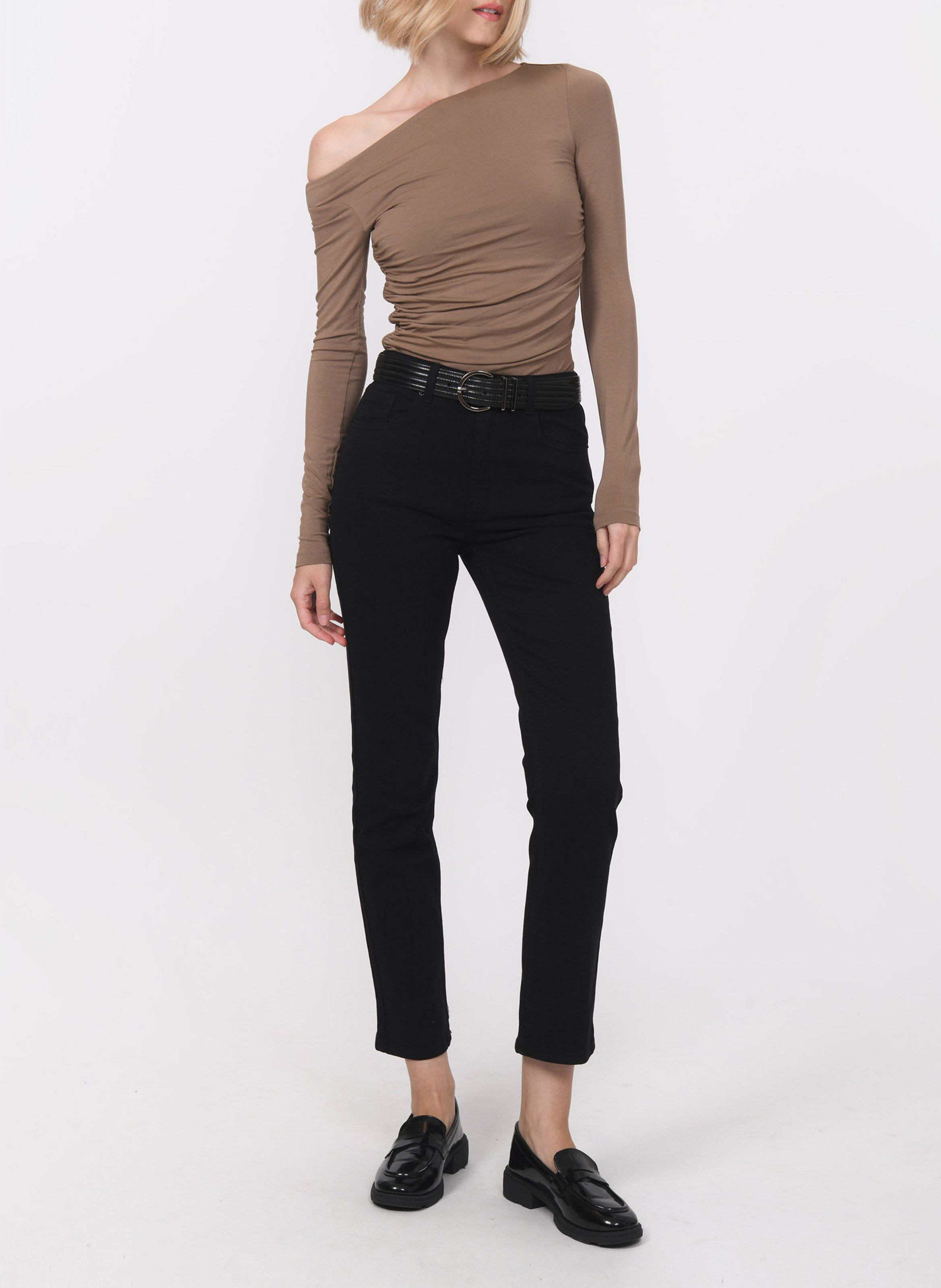 Top met boothals en ruches KOOKAI Beige