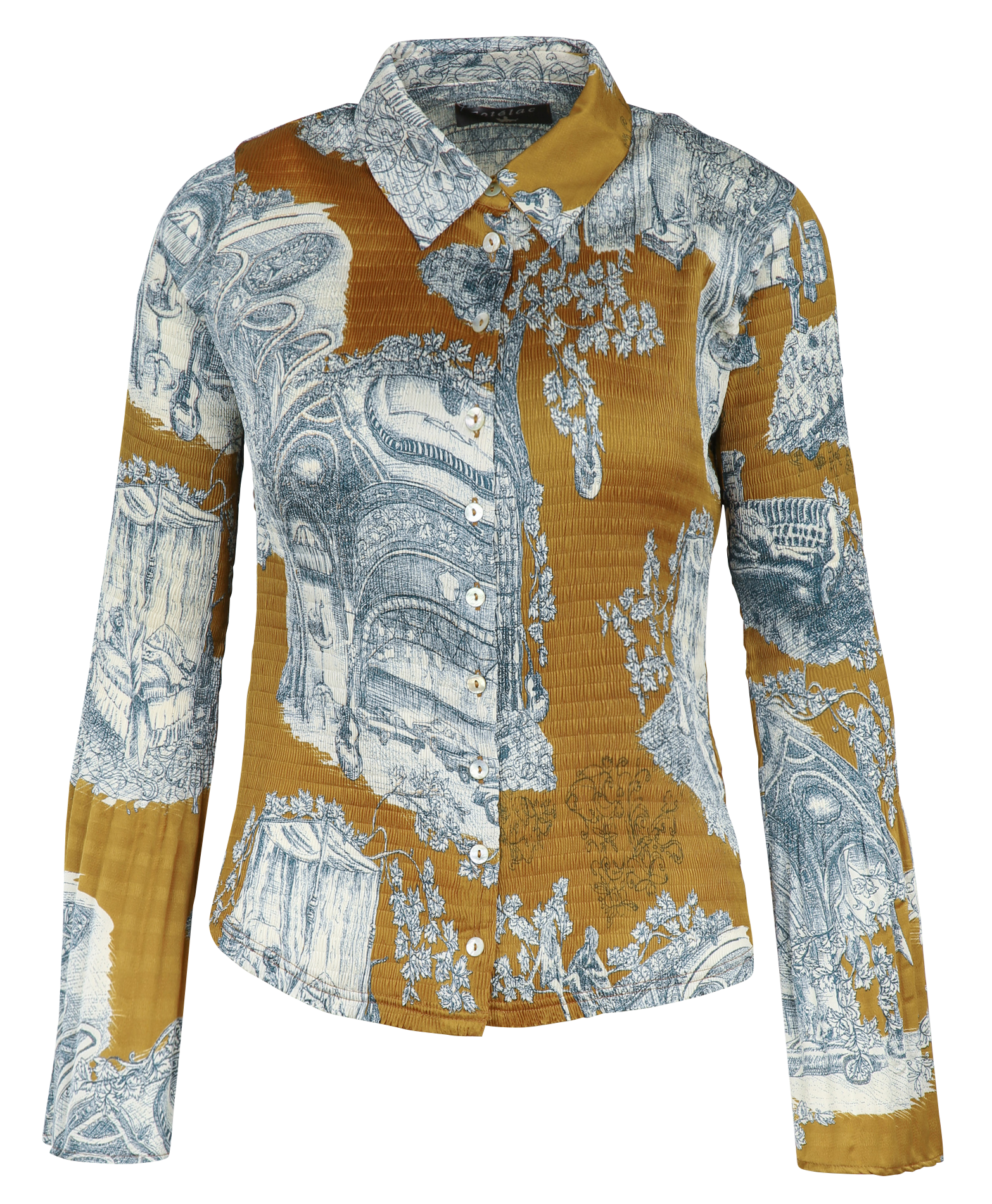 Chemise cintrée à motifs COTELAC Jaune