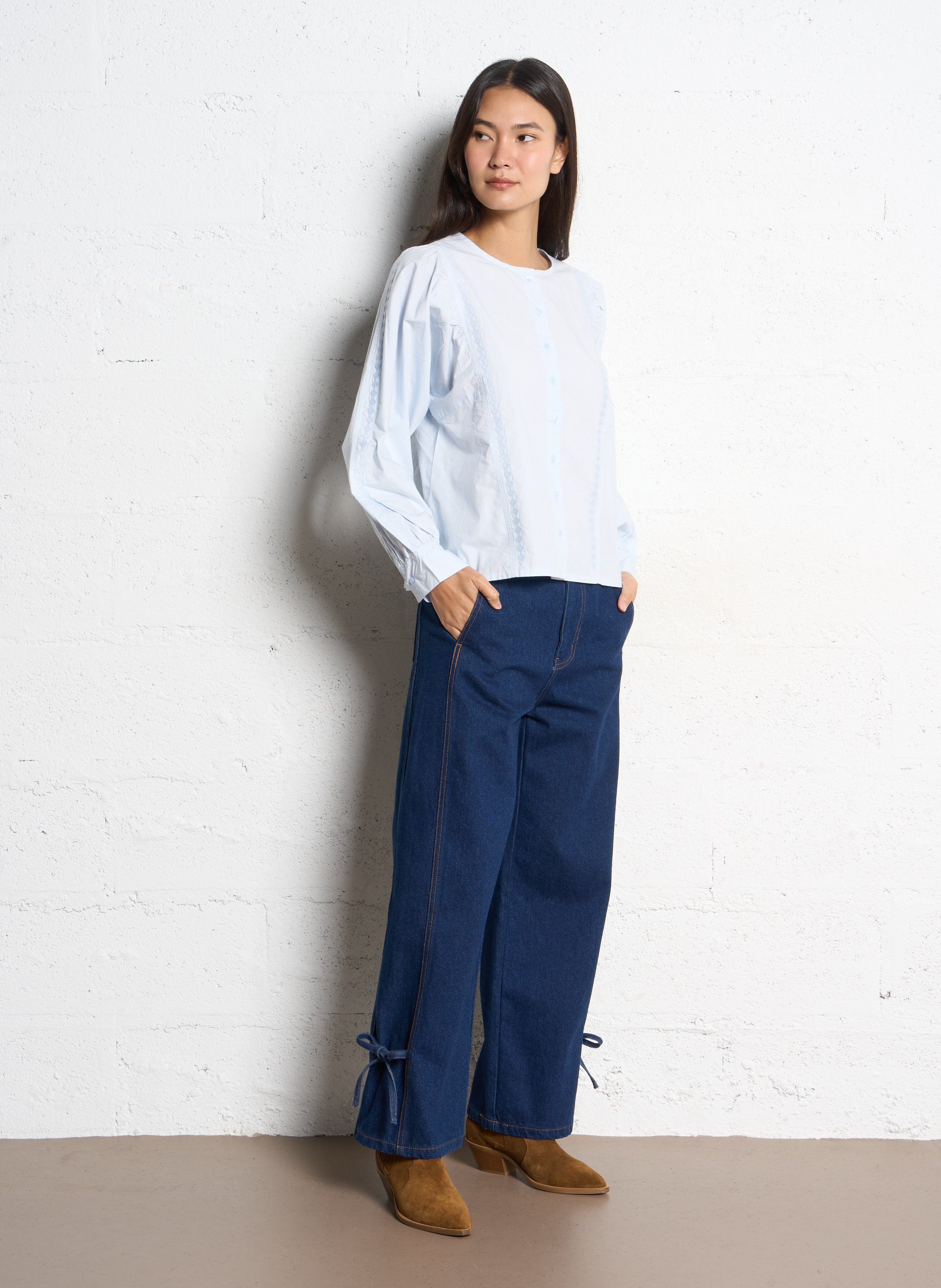 Jean large en coton THE TINY BIG SISTER Bleu