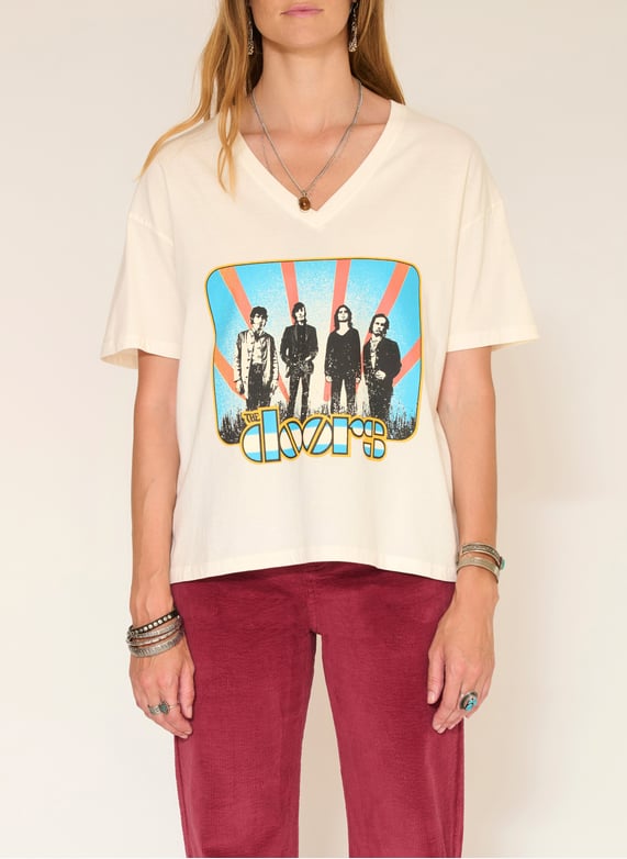 Oversized v-Hals t-Shirt van katoen Natural Mkt Dames Place