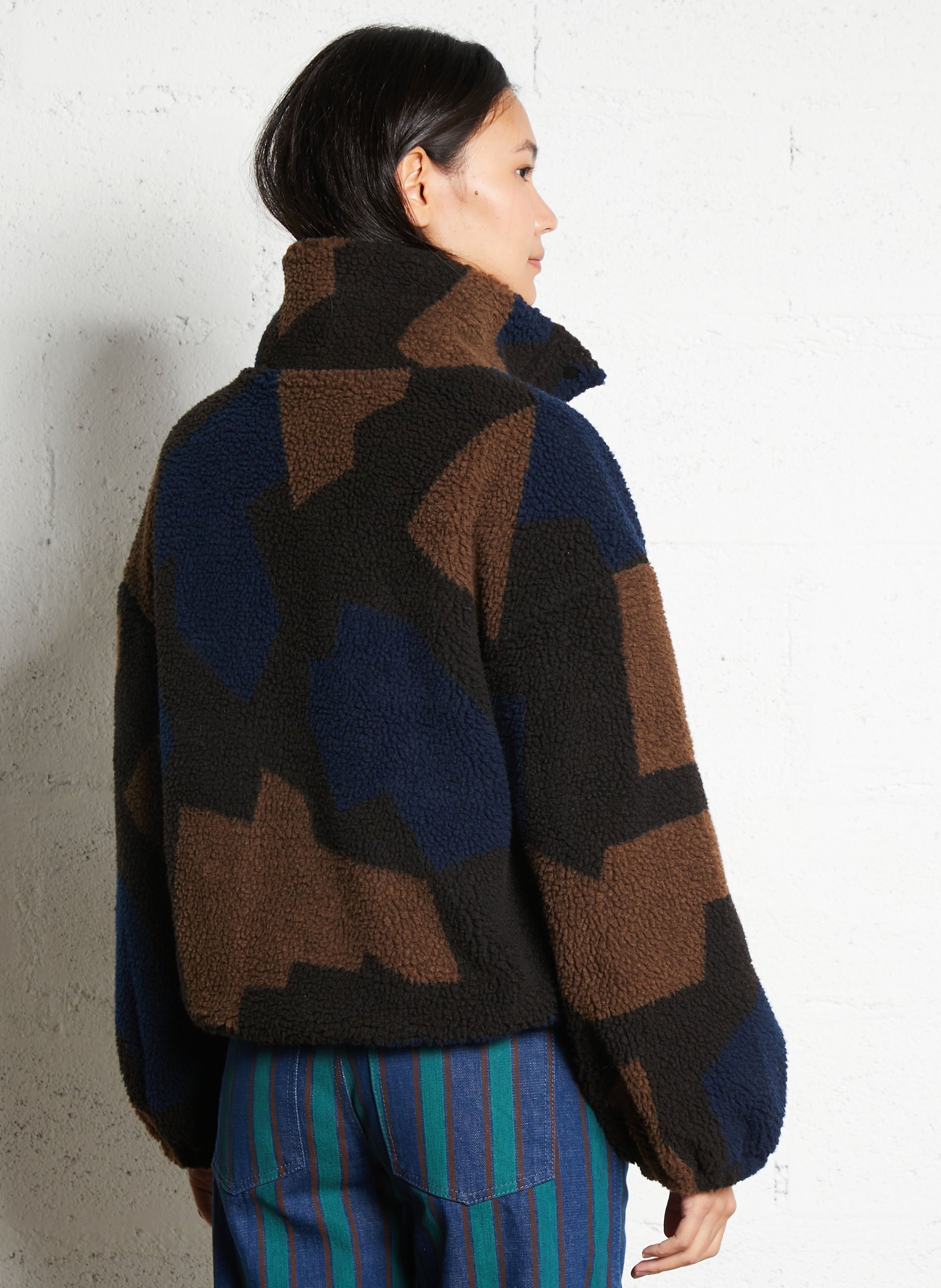 Polaire oversize col montant en sherpa THE TINY BIG SISTER Multicolore