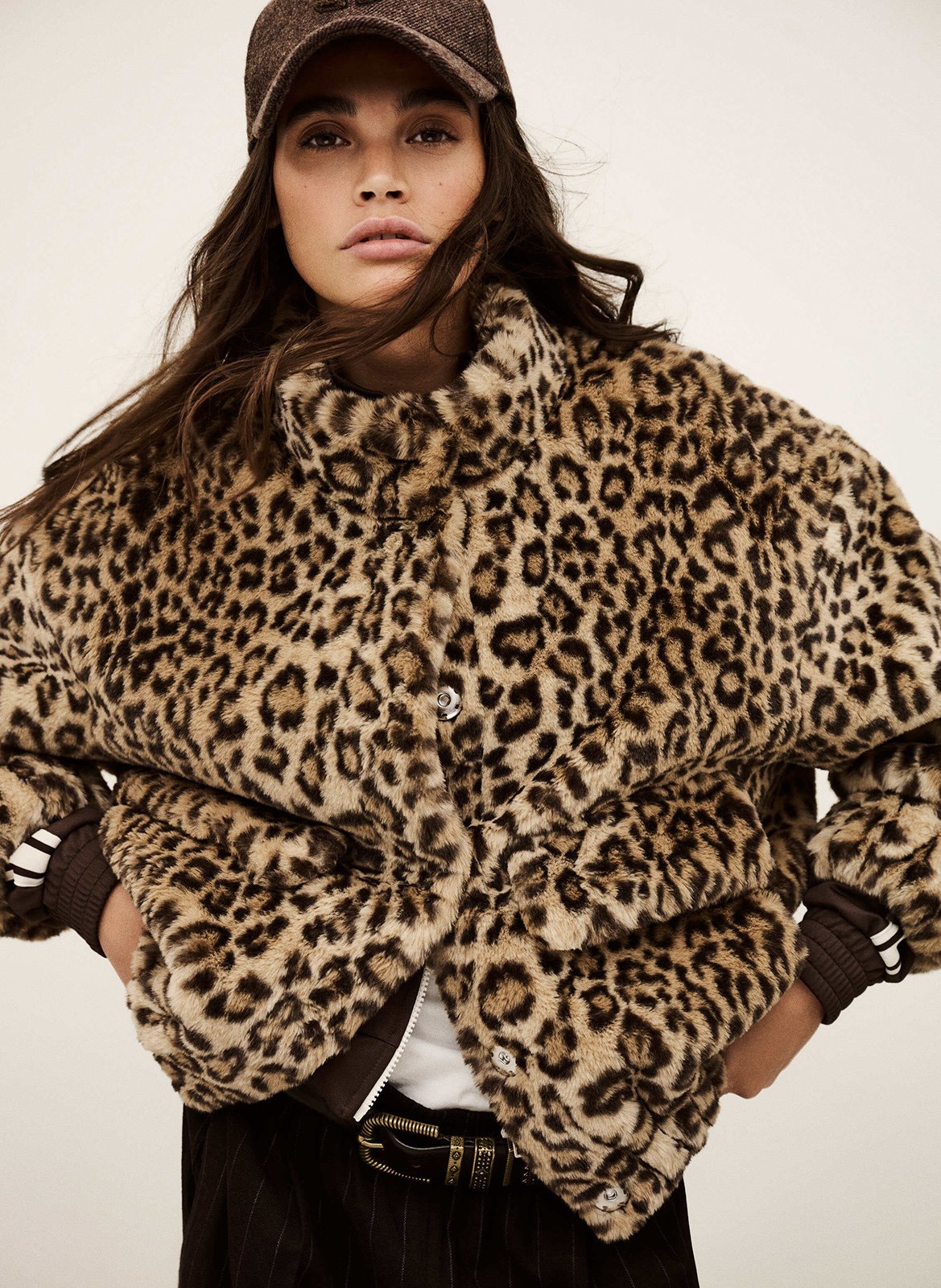 Veste oversize col montant imprimée BA&SH Beige