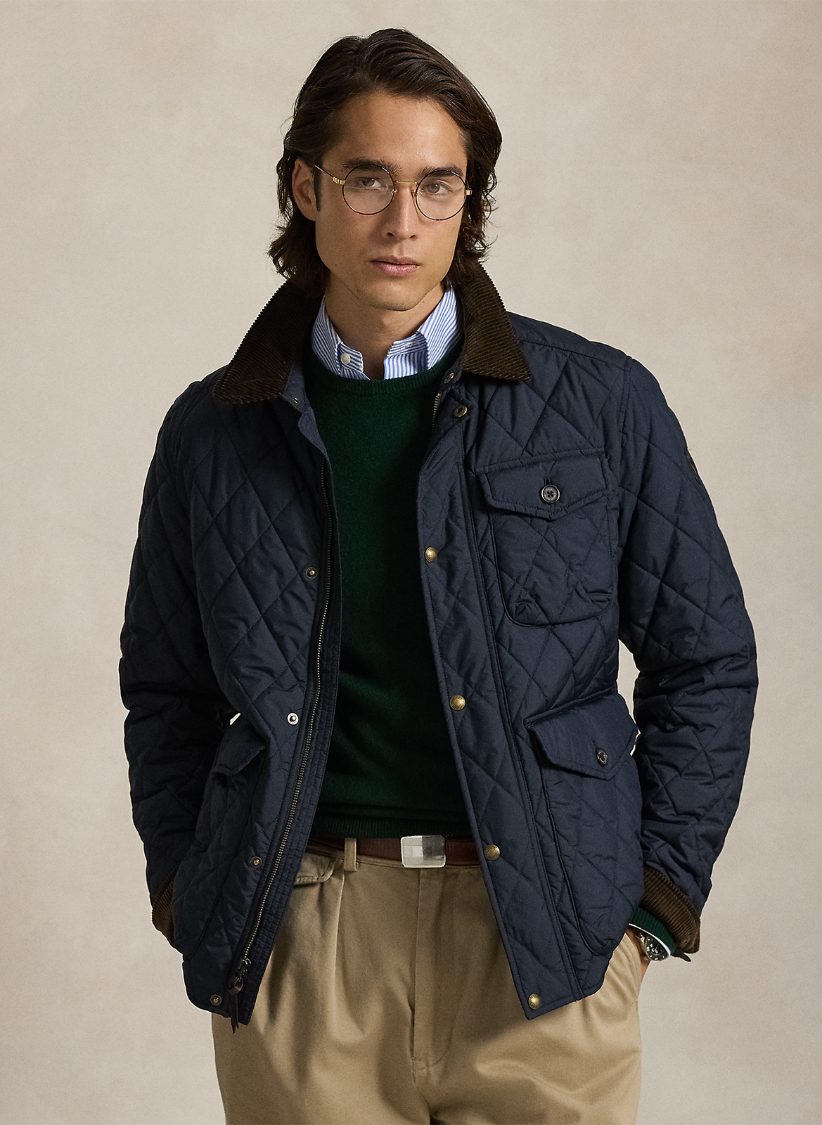 Veste droite matelassée POLO RALPH LAUREN Bleu