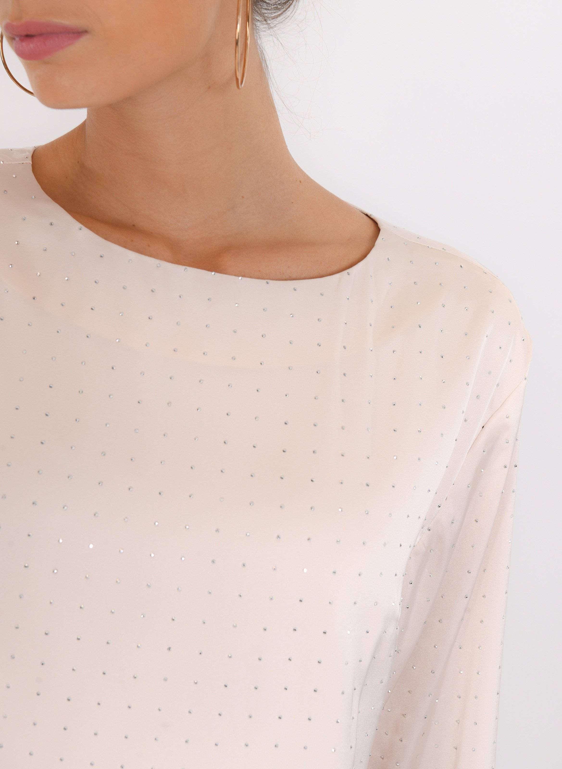 Top met boothals en strass KOOKAI Beige