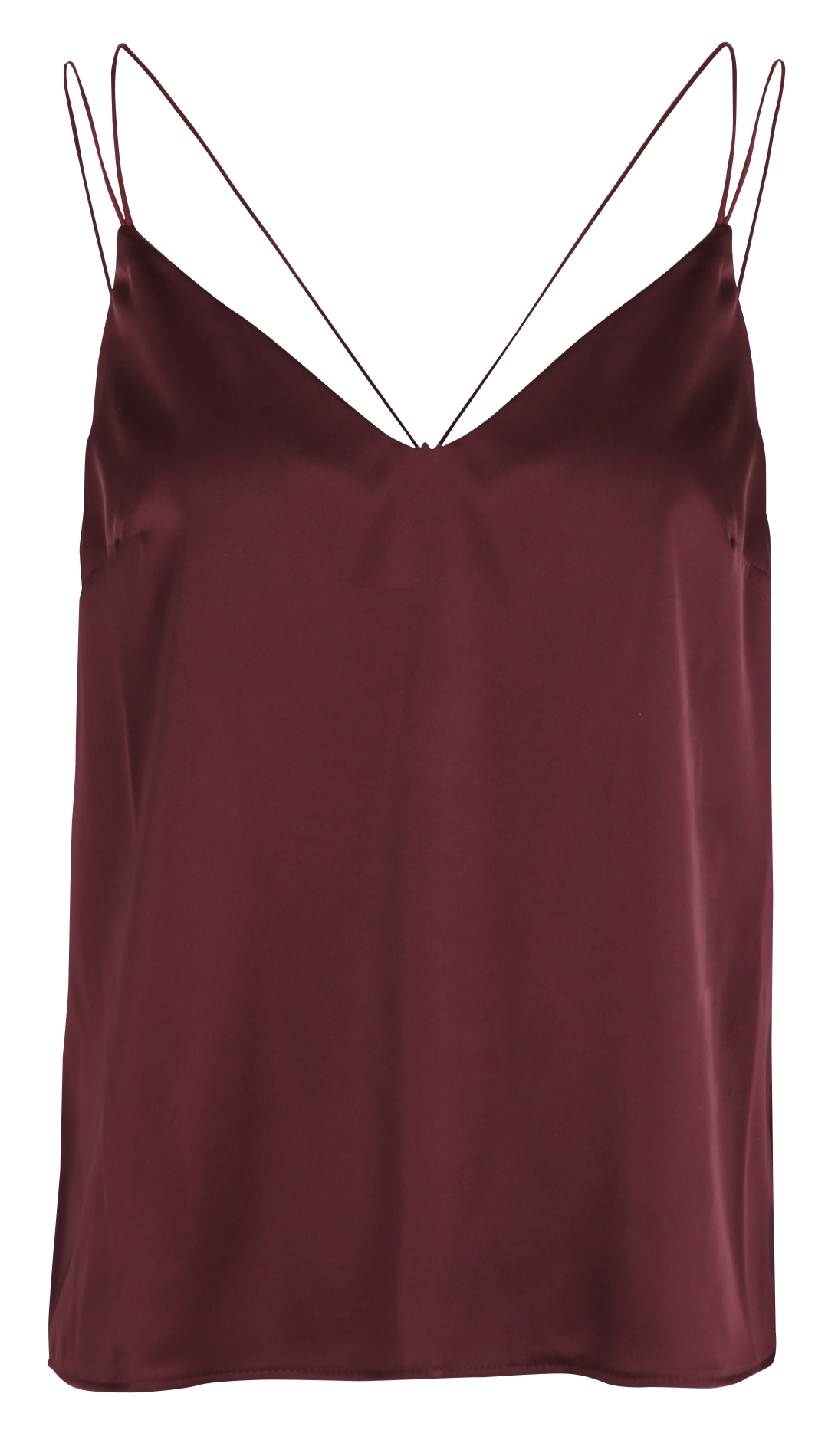 Top droit col V satiné IMPERIAL Rouge