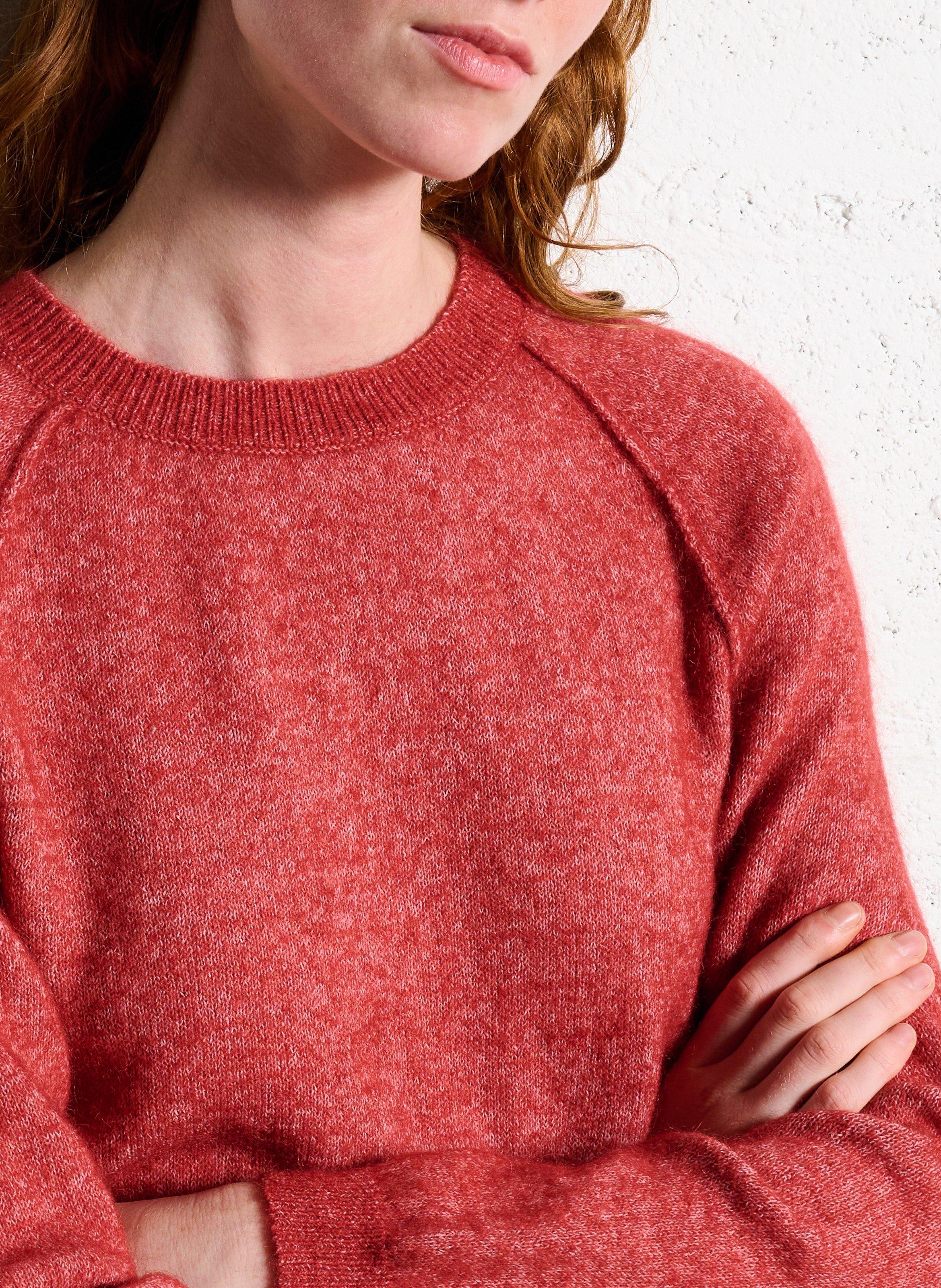 Gerade geschnittener Pullover aus Wollmix mit Rundhalsausschnitt SUD EXPRESS Rot