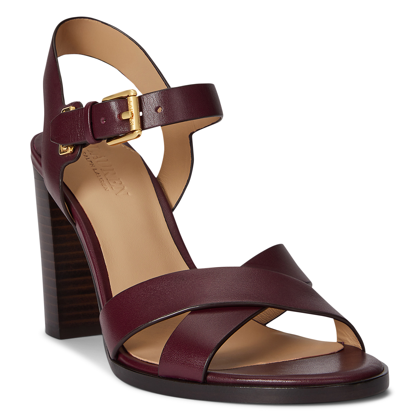 Alice heeled leather sandals POLO RALPH LAUREN Brown