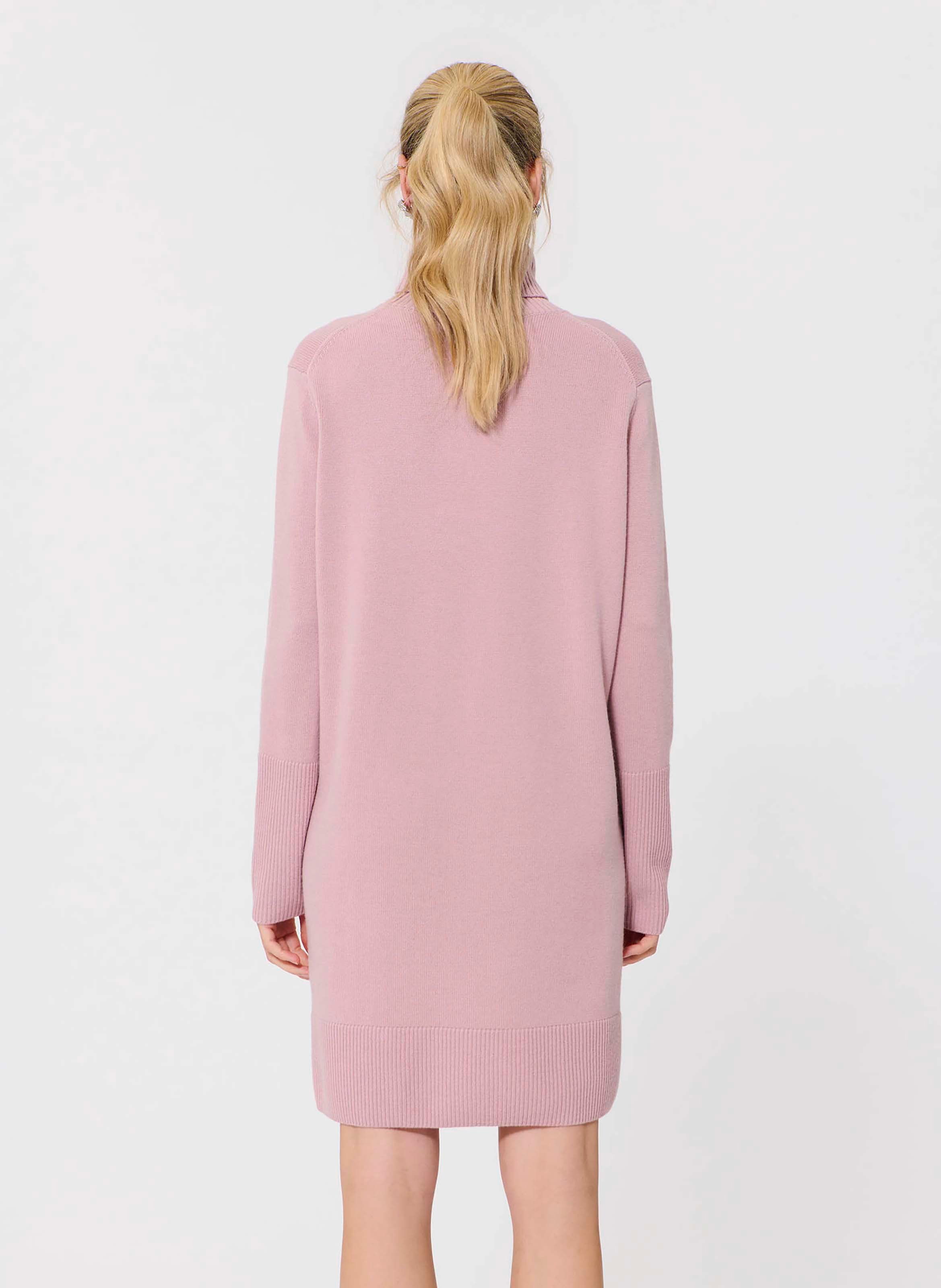 Weite Rollkragenpullover-Kleid aus gemischter Wolle TARA JARMON Beige