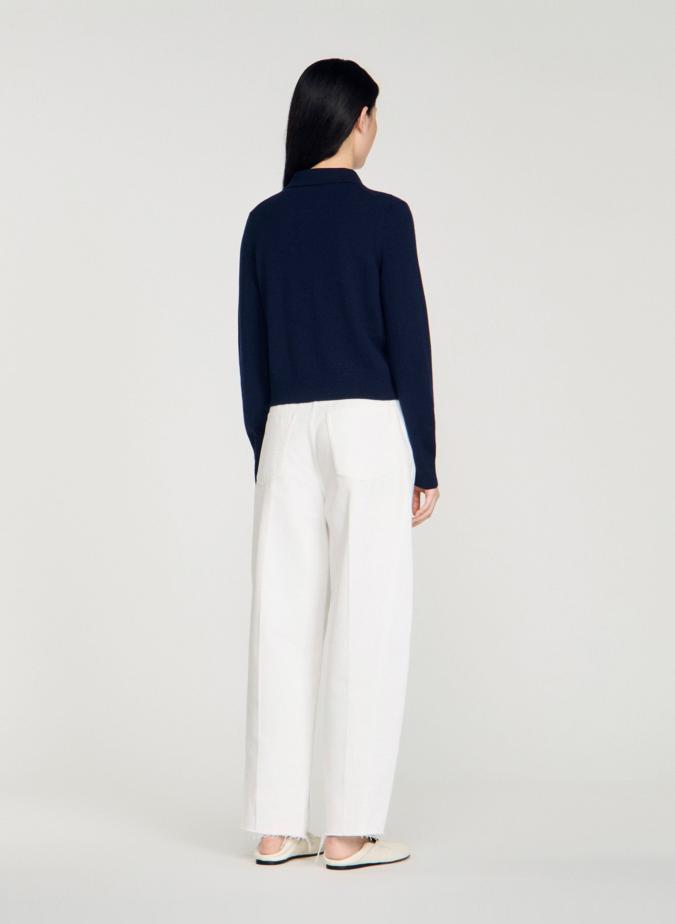 Rechte cardigan van wol en kasjmier SANDRO Blauw