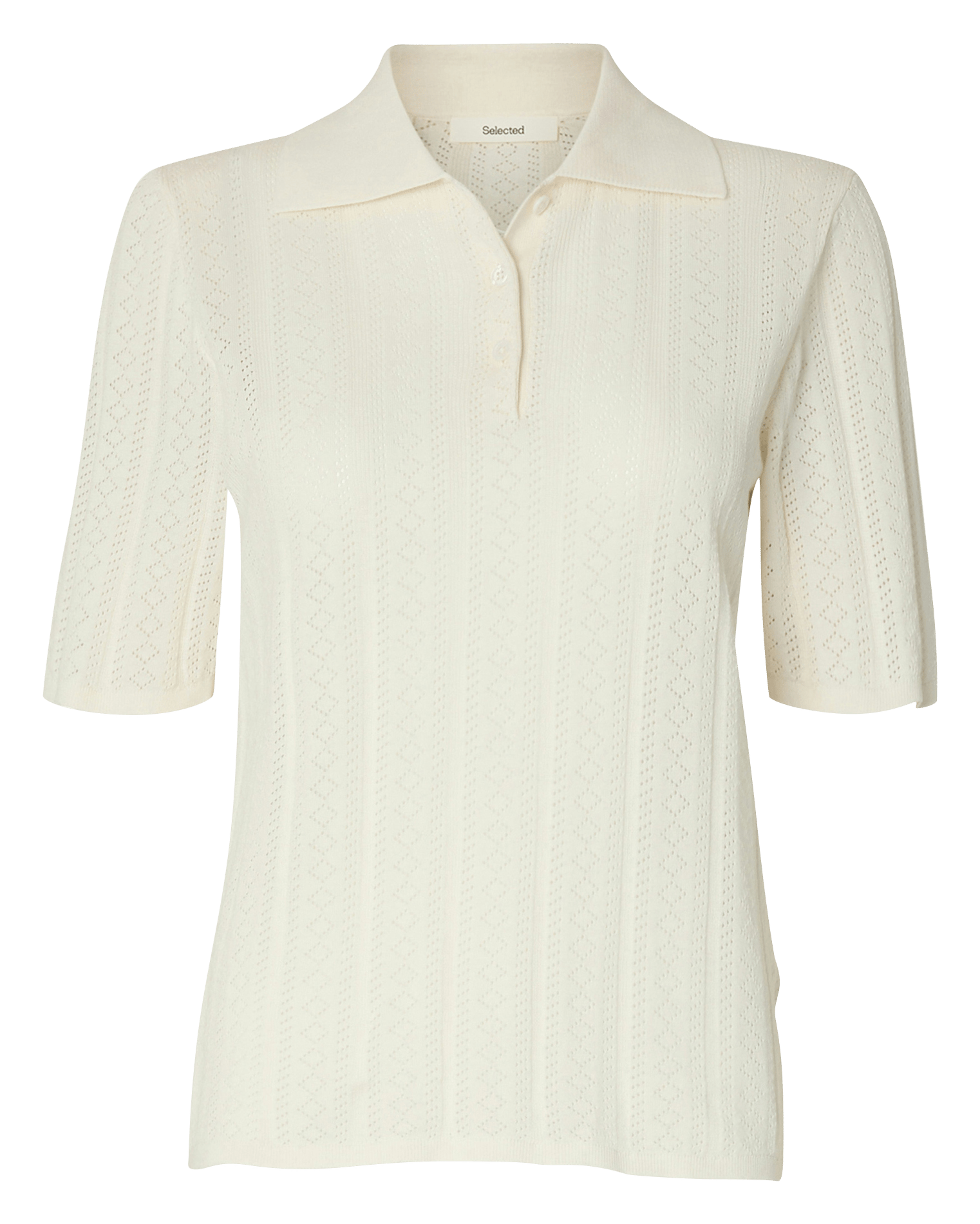 Gerade geschnittenes Poloshirt aus Bio-Baumwolle SELECTED Weiss