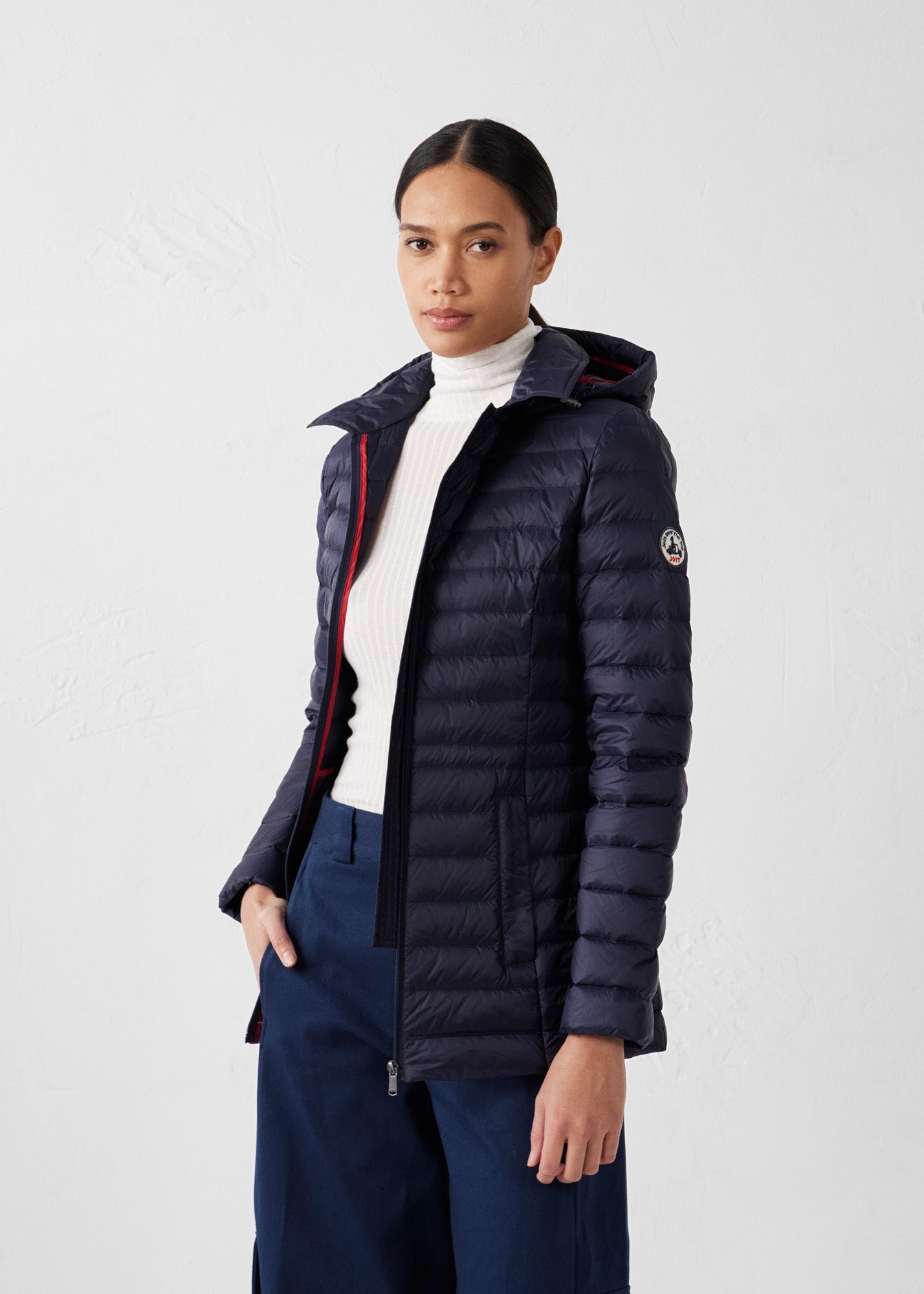Mid-length hooded puffer jacket nour 2.0 JOTT Blue
