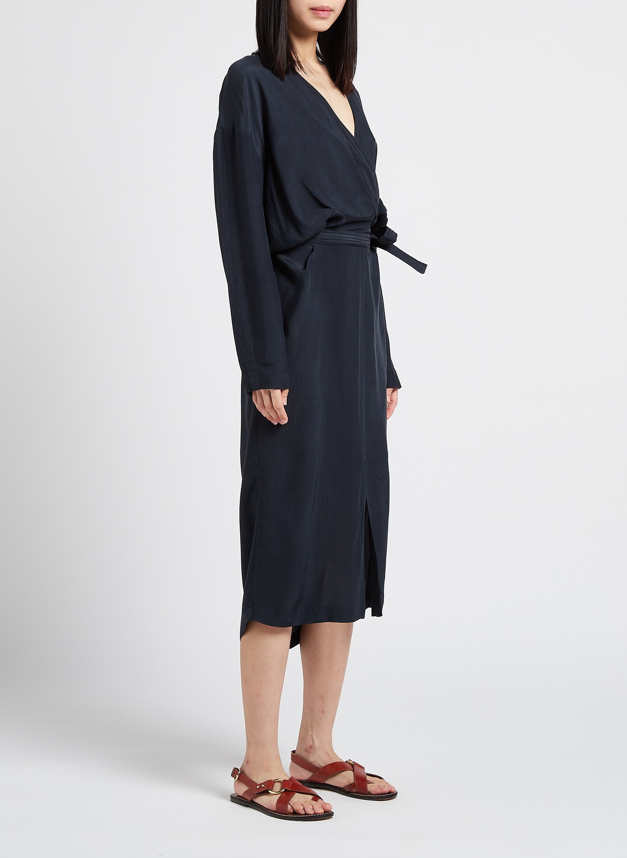 Robe midi col V ceinturée  HUMANOID