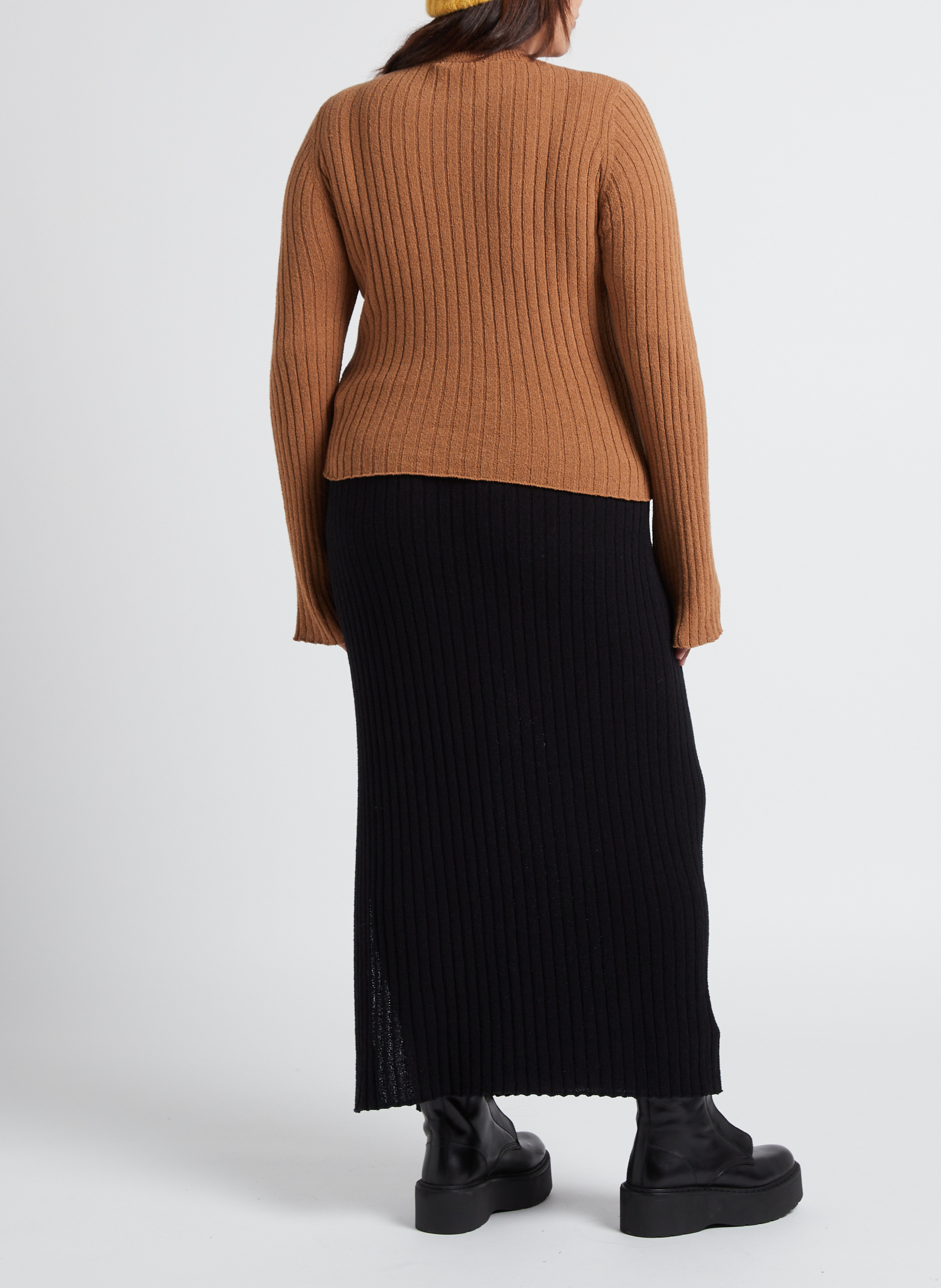 Trui met ronde hals | katoenblend GINA TRICOT Bruin