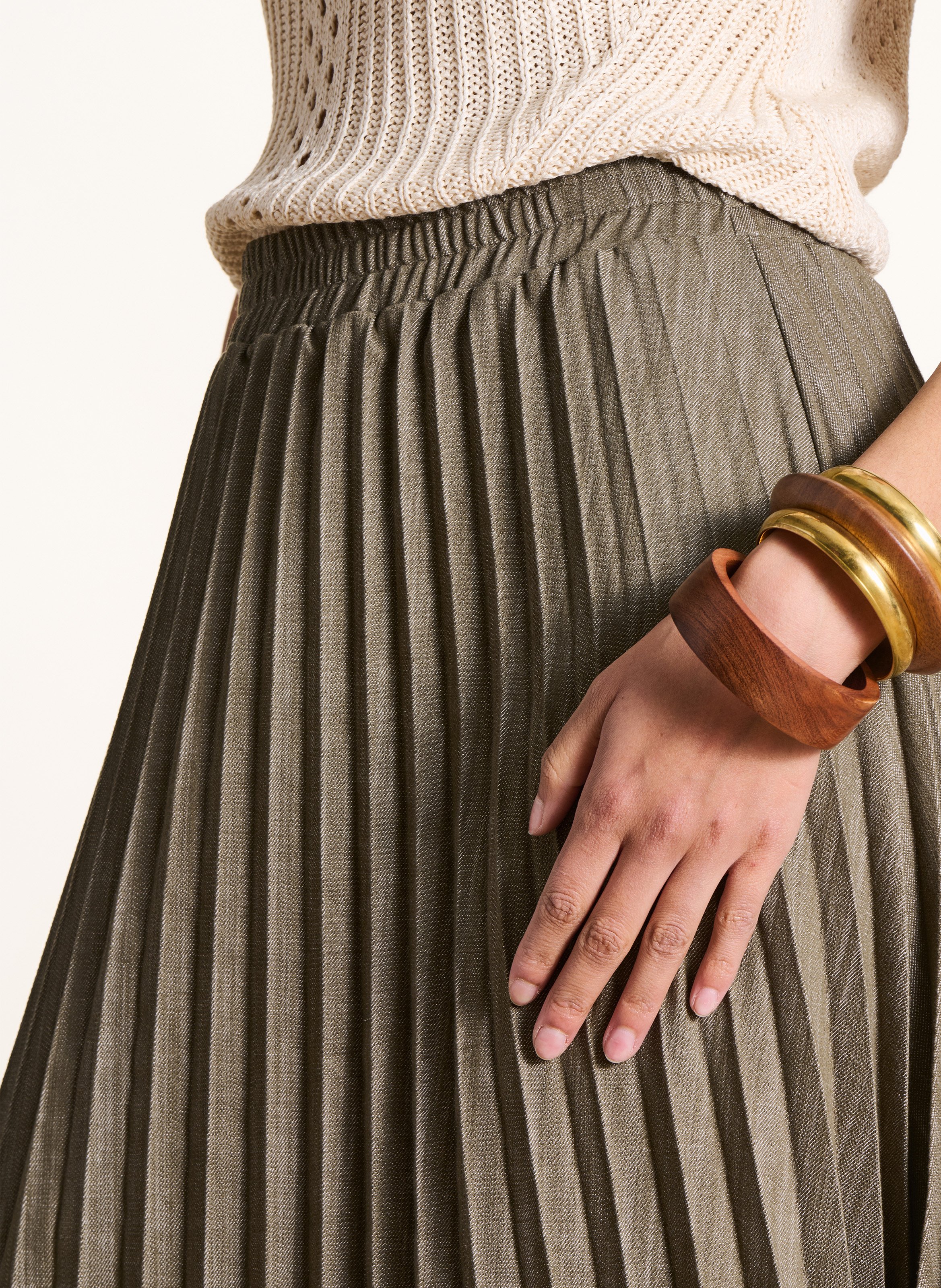 Ausgestellter Denim-Rock aus Baumwollmischung Grun