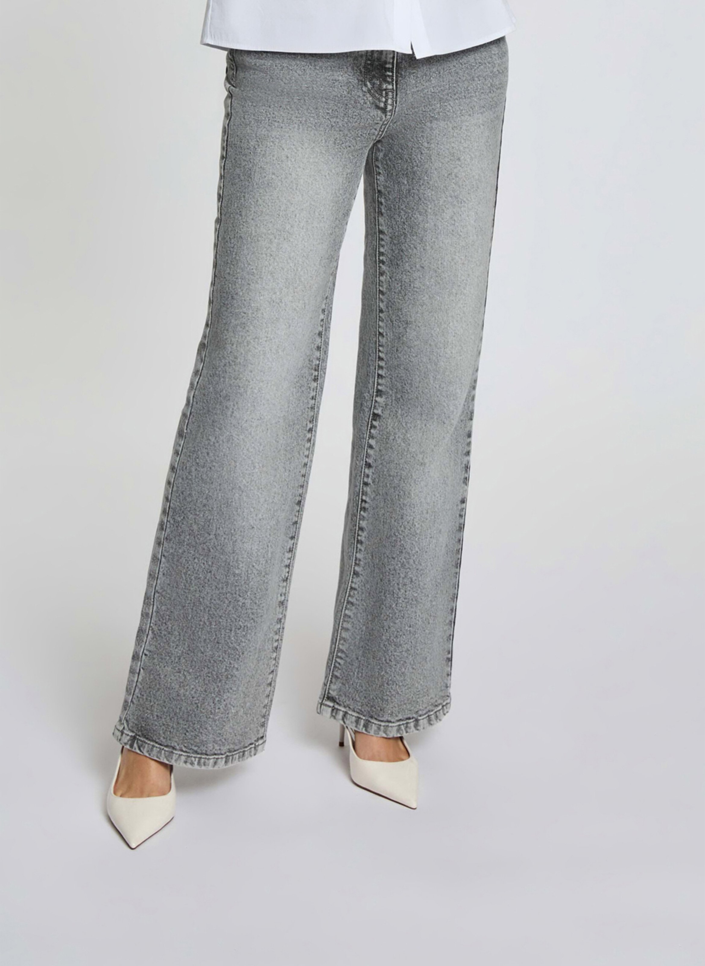 Jean large taille haute MORGAN Gris