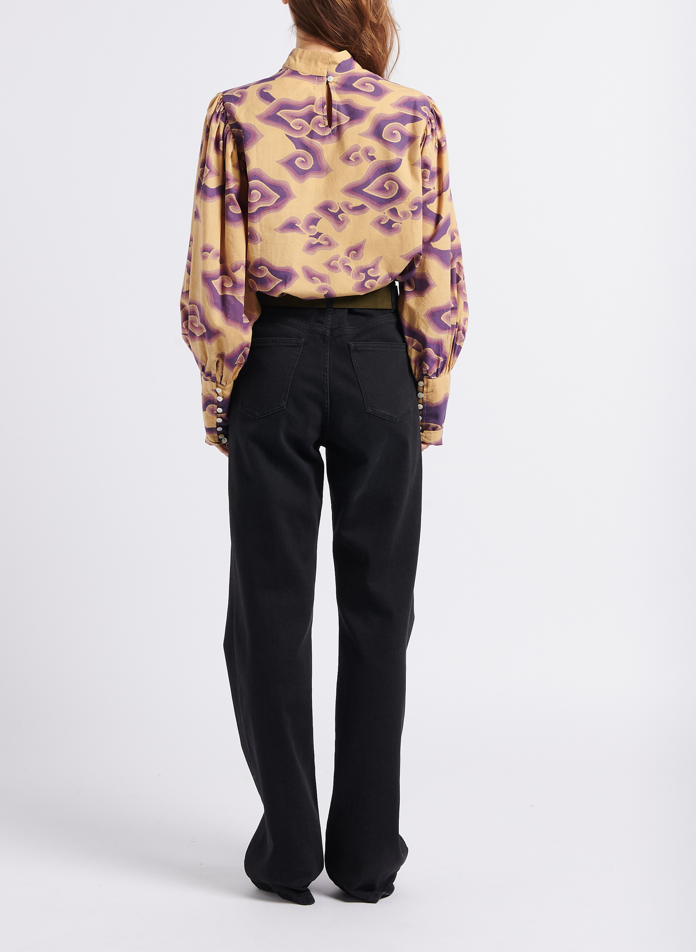 High-neck printed cotton blouse V DE VINSTER Purple
