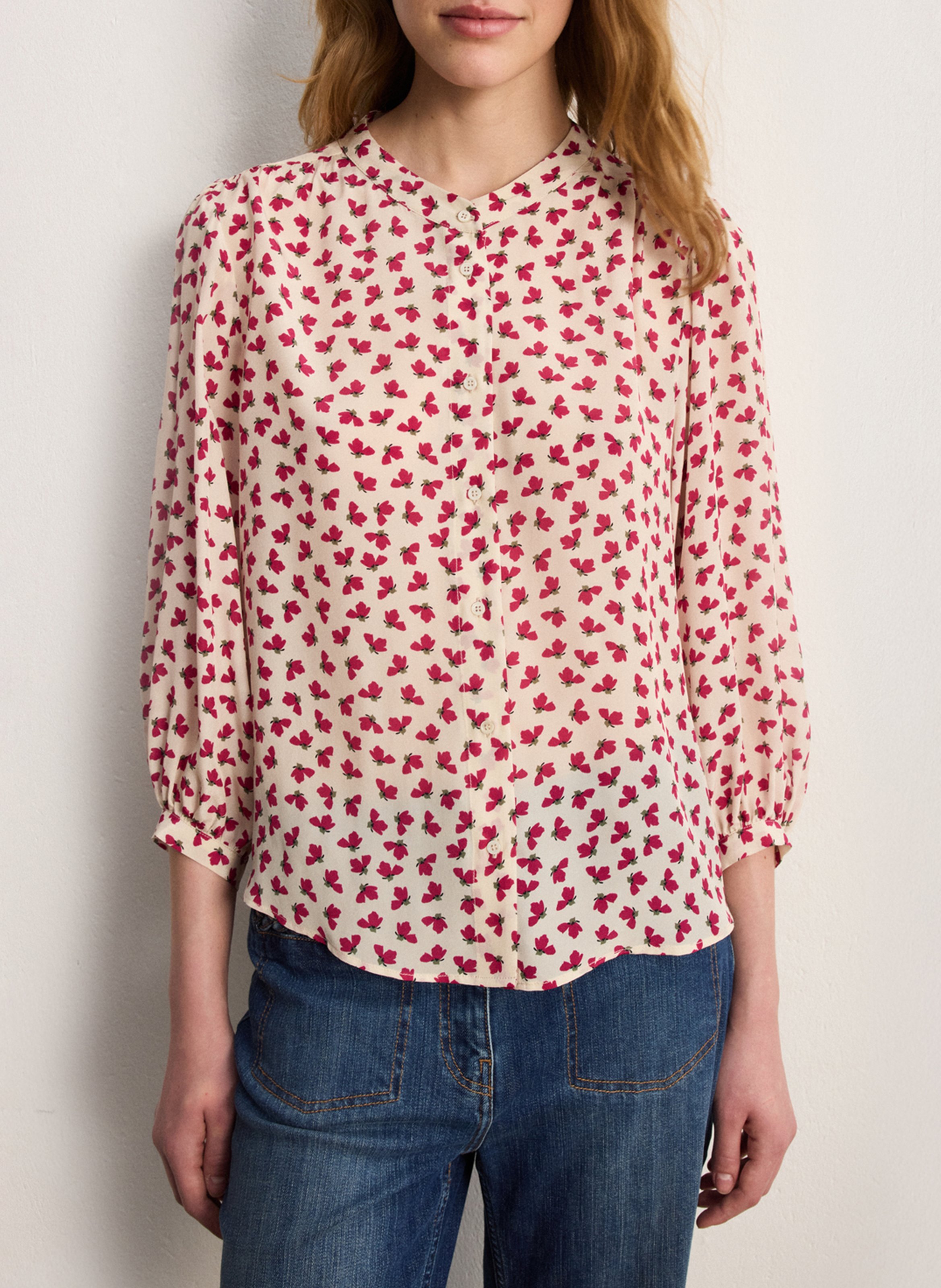 Straight printed round-neck shirt PABLO Beige