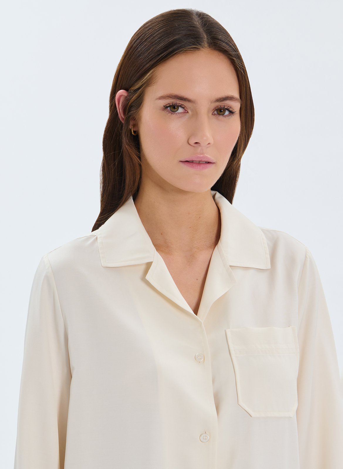 Rechte blouse met kraag met revers ZAPA Wit