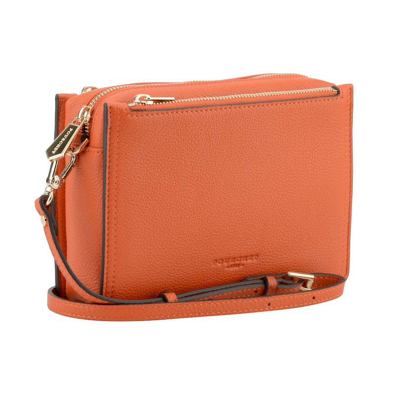 Large leather crossbody bag POURCHET Orange