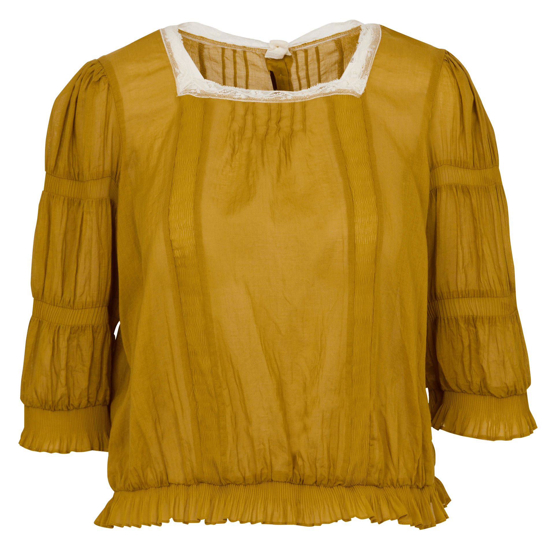Blouse droite col rond en coton COTELAC Jaune