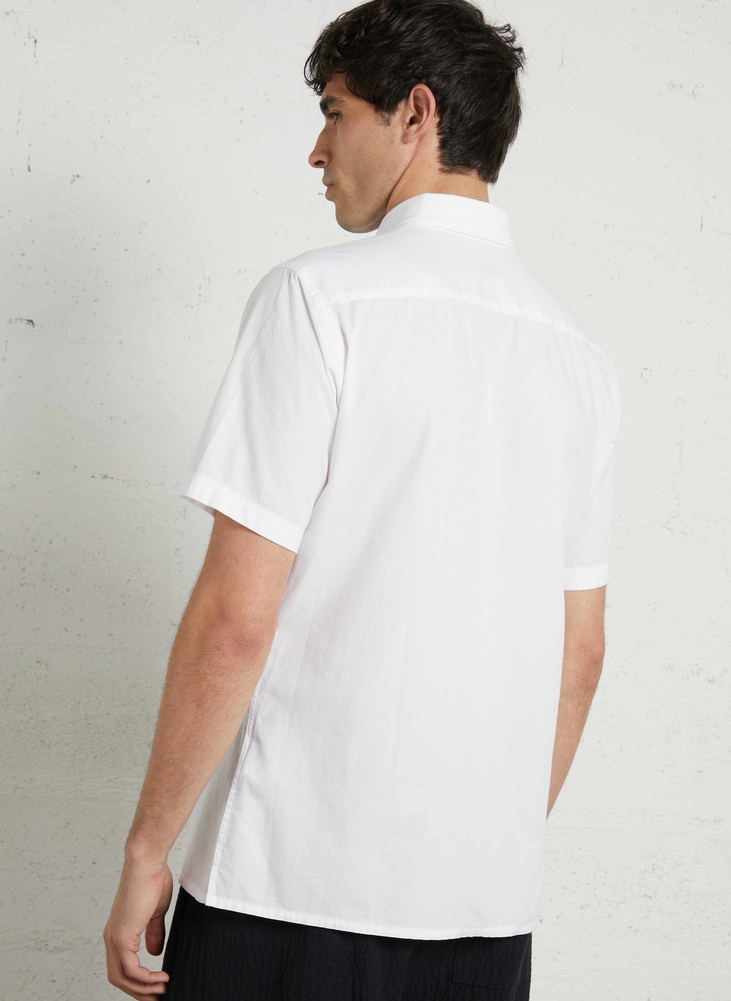 Chemise tailored-fit col américain en coton HACKETT Blanc