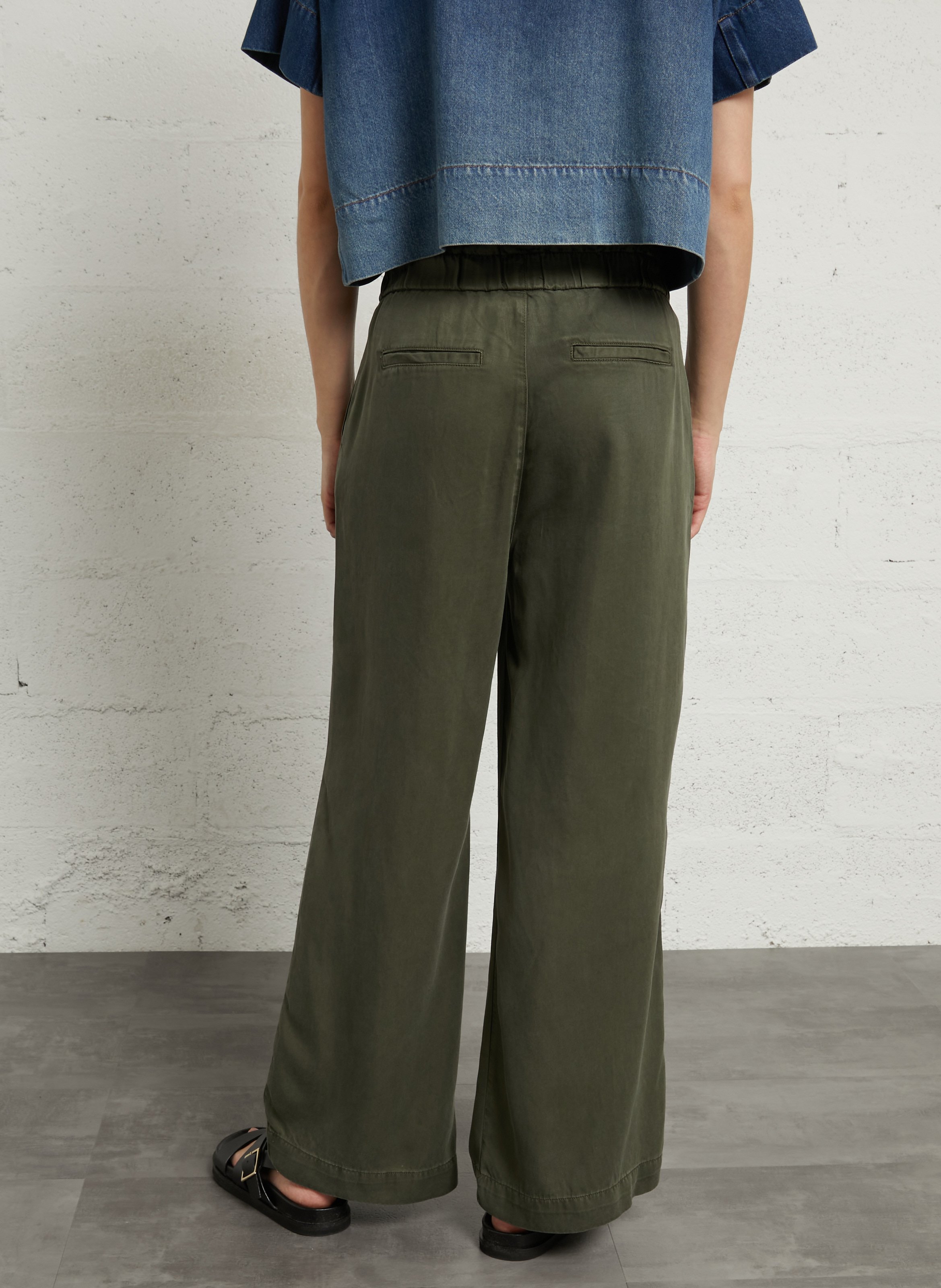 Pantalon flare taille mi-haute LAB DIP Kaki