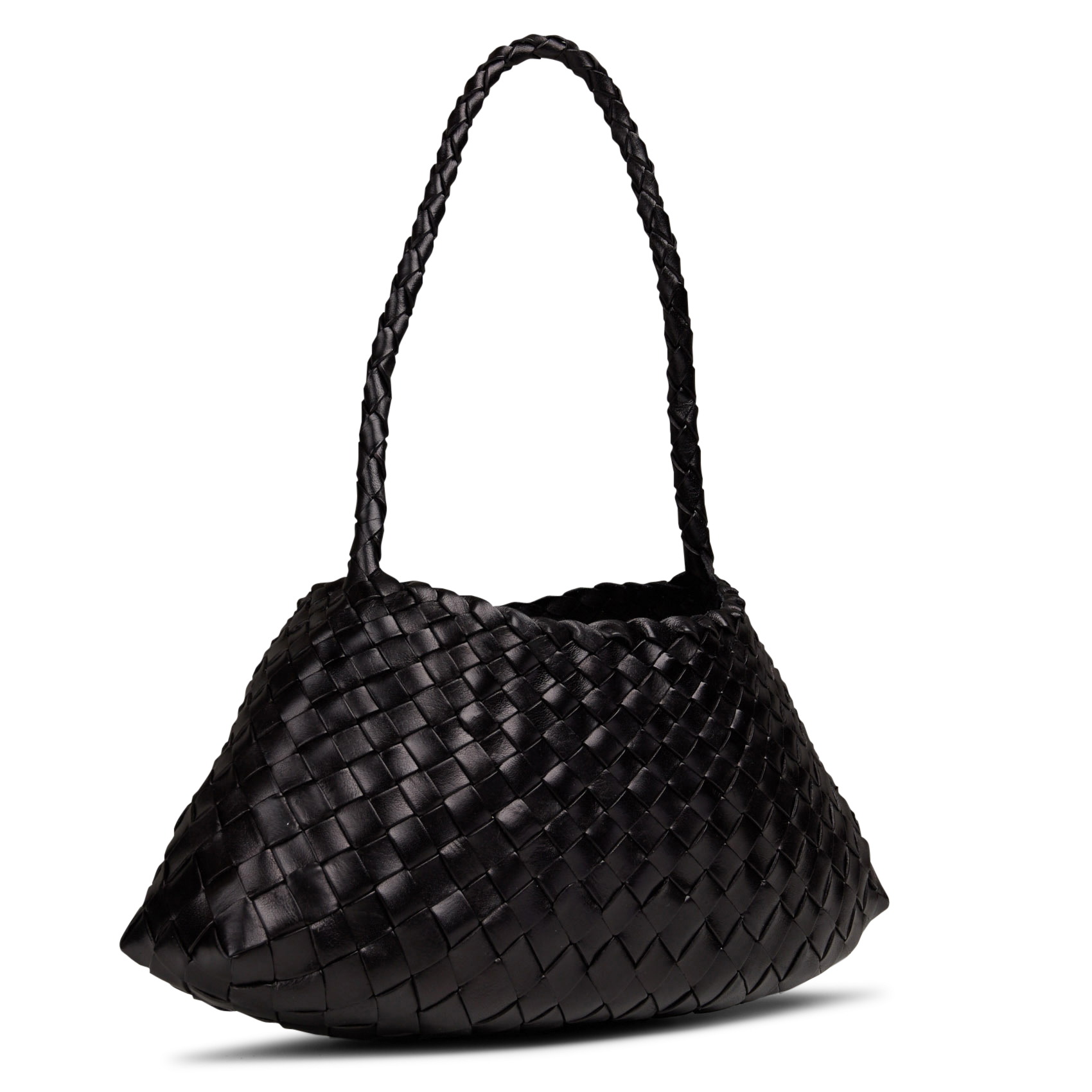 Gevlochten leren boodschappentas DRAGON DIFFUSION Zwart