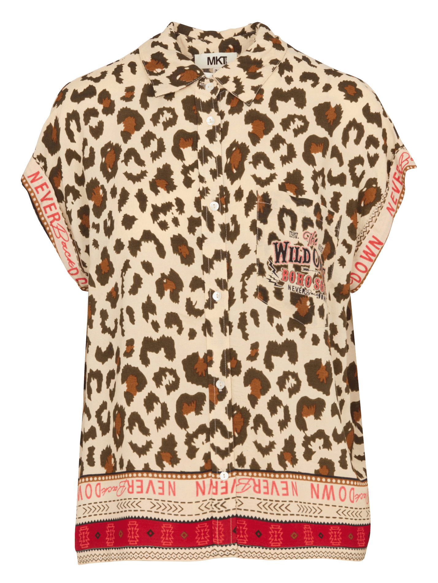 Bedruckte Oversize-Bluse mit 3/4-Ärmeln  MKT Beige