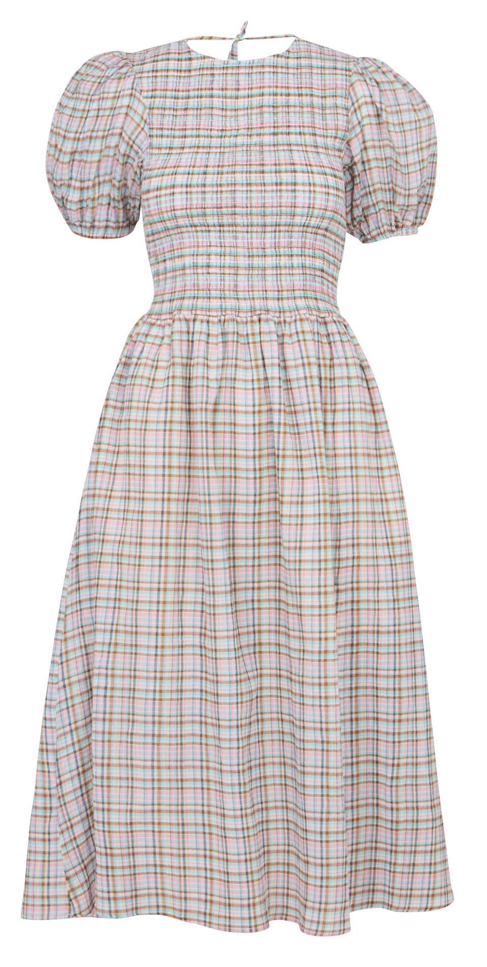 Lange jurk met gerende rok - katoenblend THE NEW SOCIETY Veelkleurig