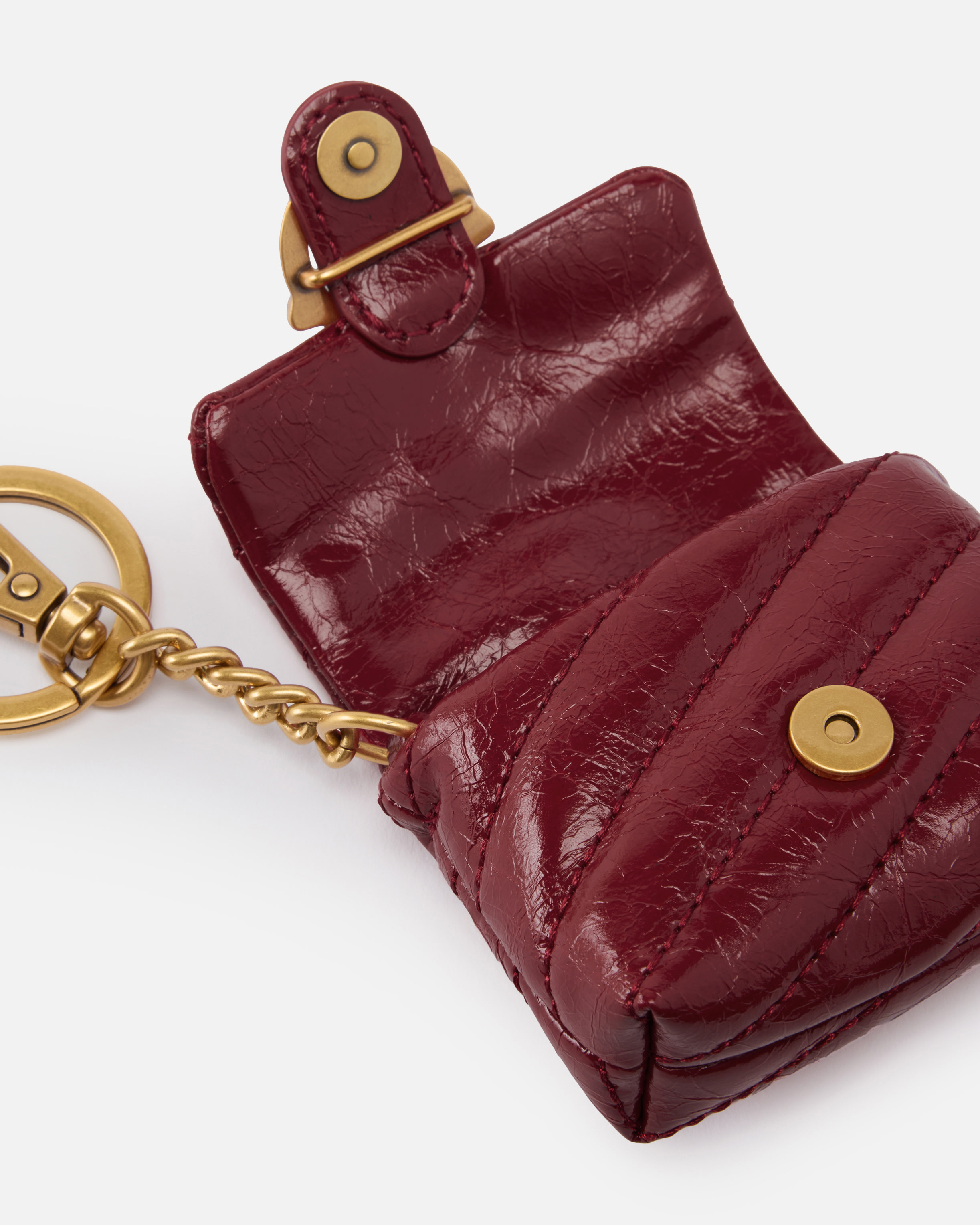 Étui pour airpods love bag puff en cuir brillant PINKO Rouge