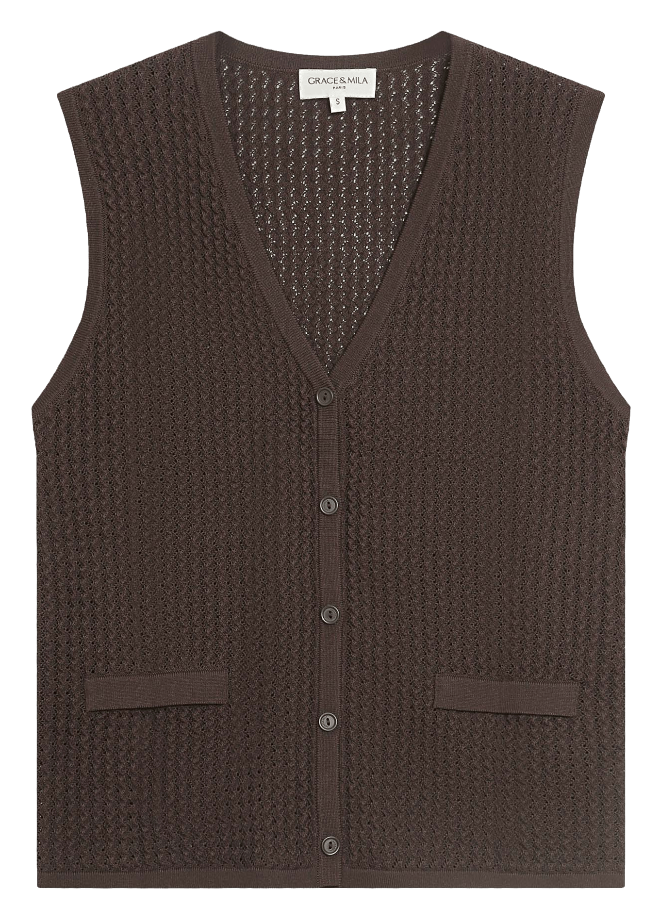 Gilet col V  GRACE ET MILA Marron