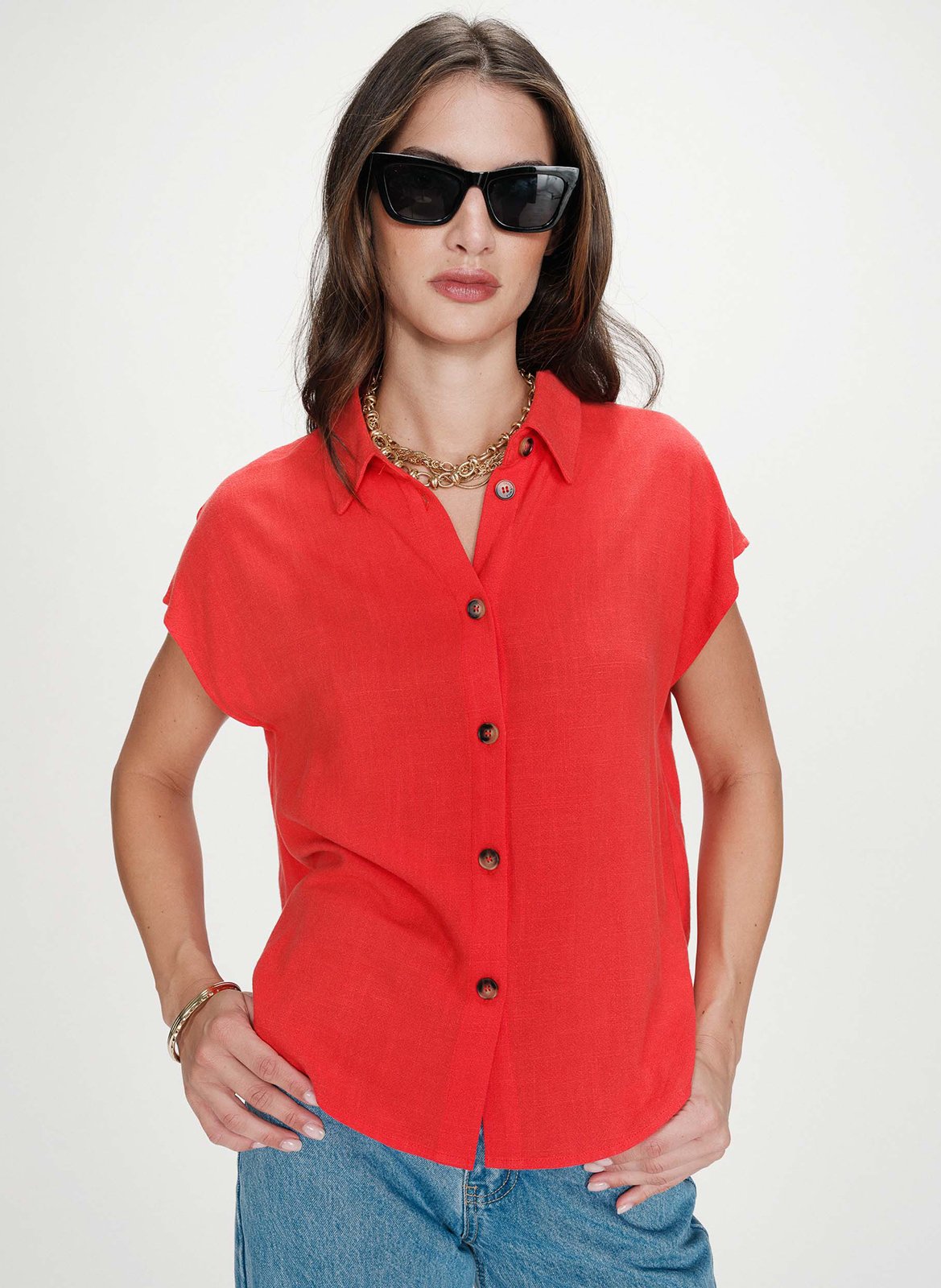 Chemise manches courtes unie GRACE ET MILA