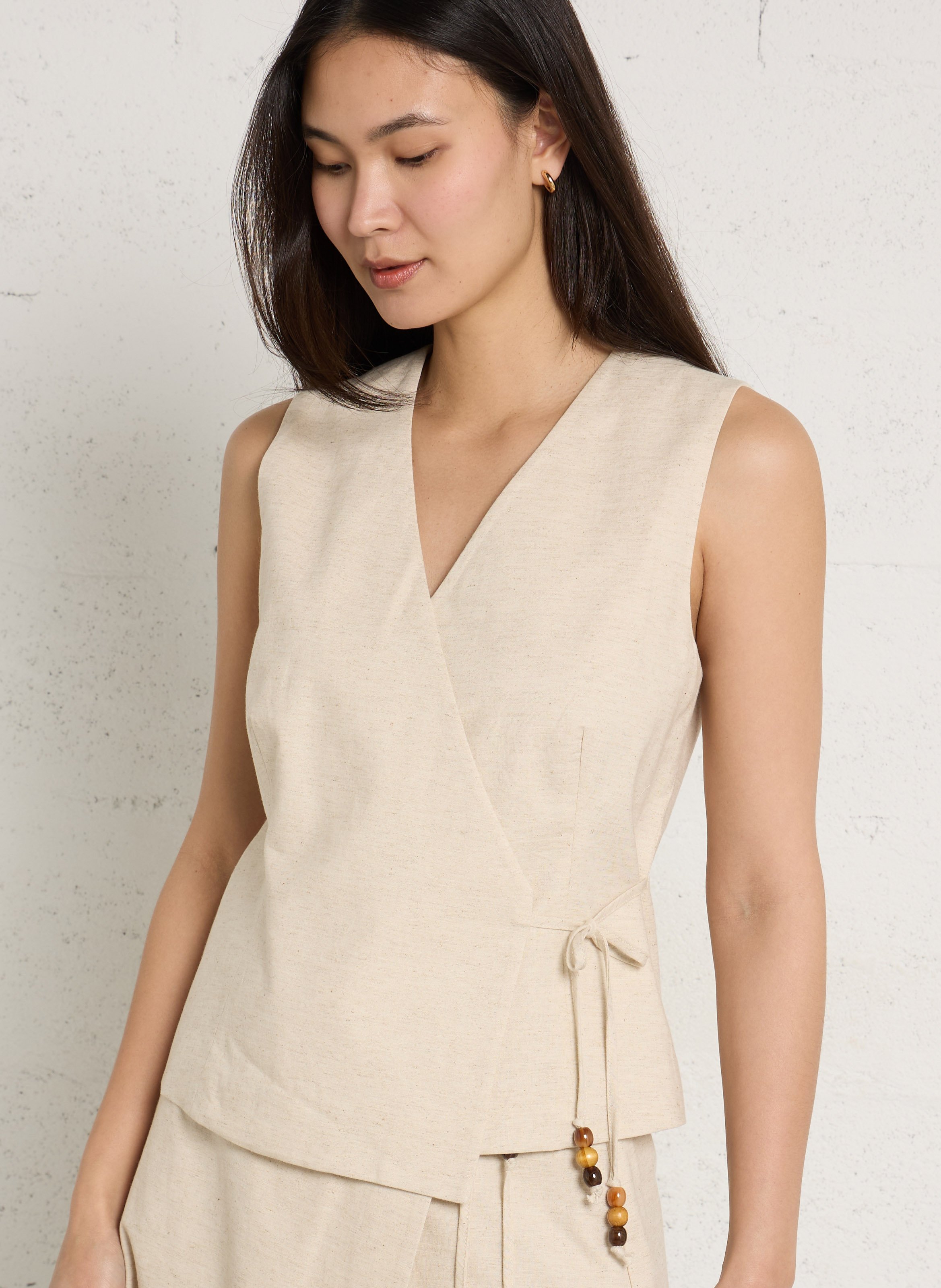 Plain wrap vest LA PETITE ETOILE White