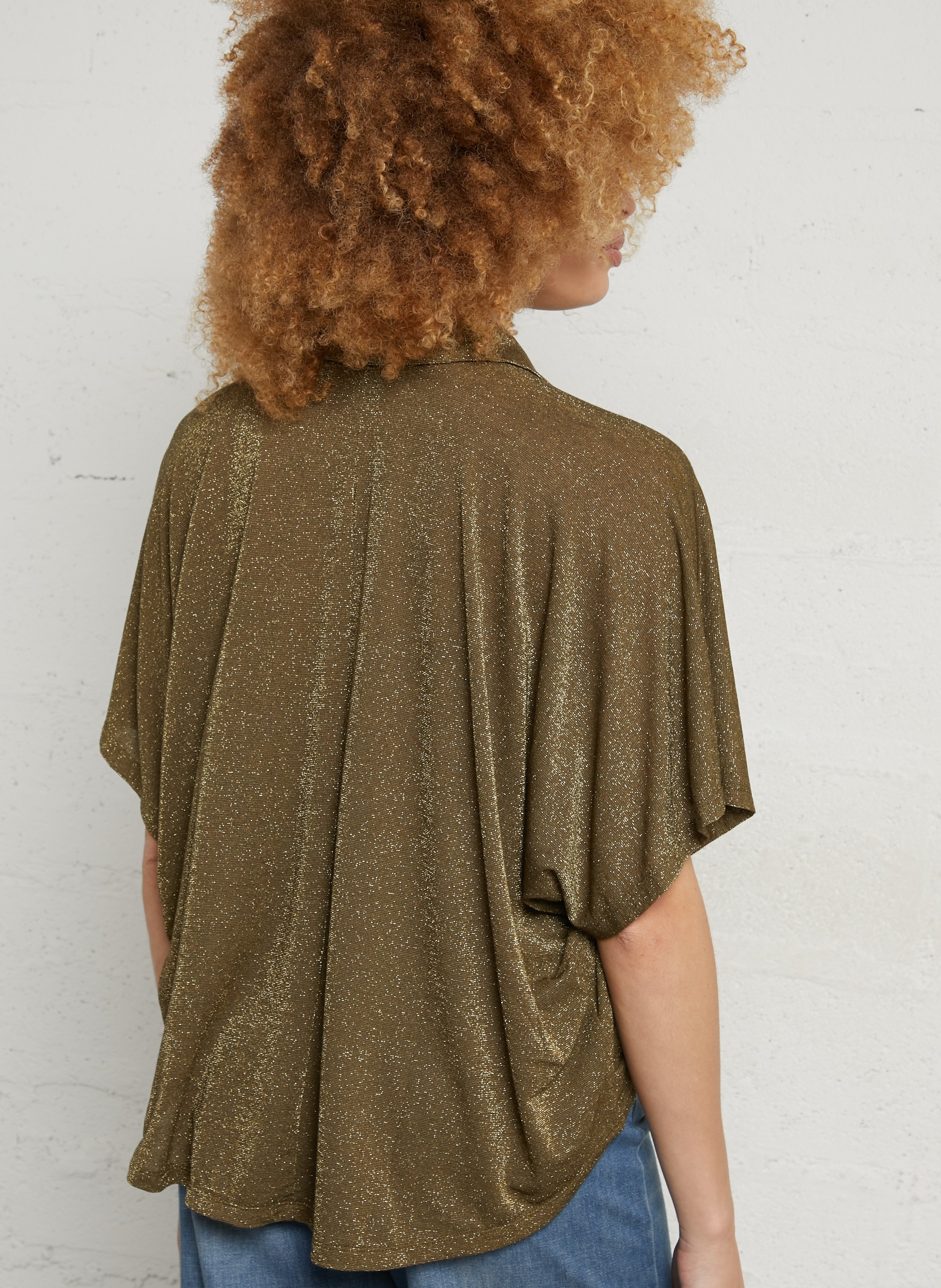 Chemisier fluide à paillettes MOMONI Marron