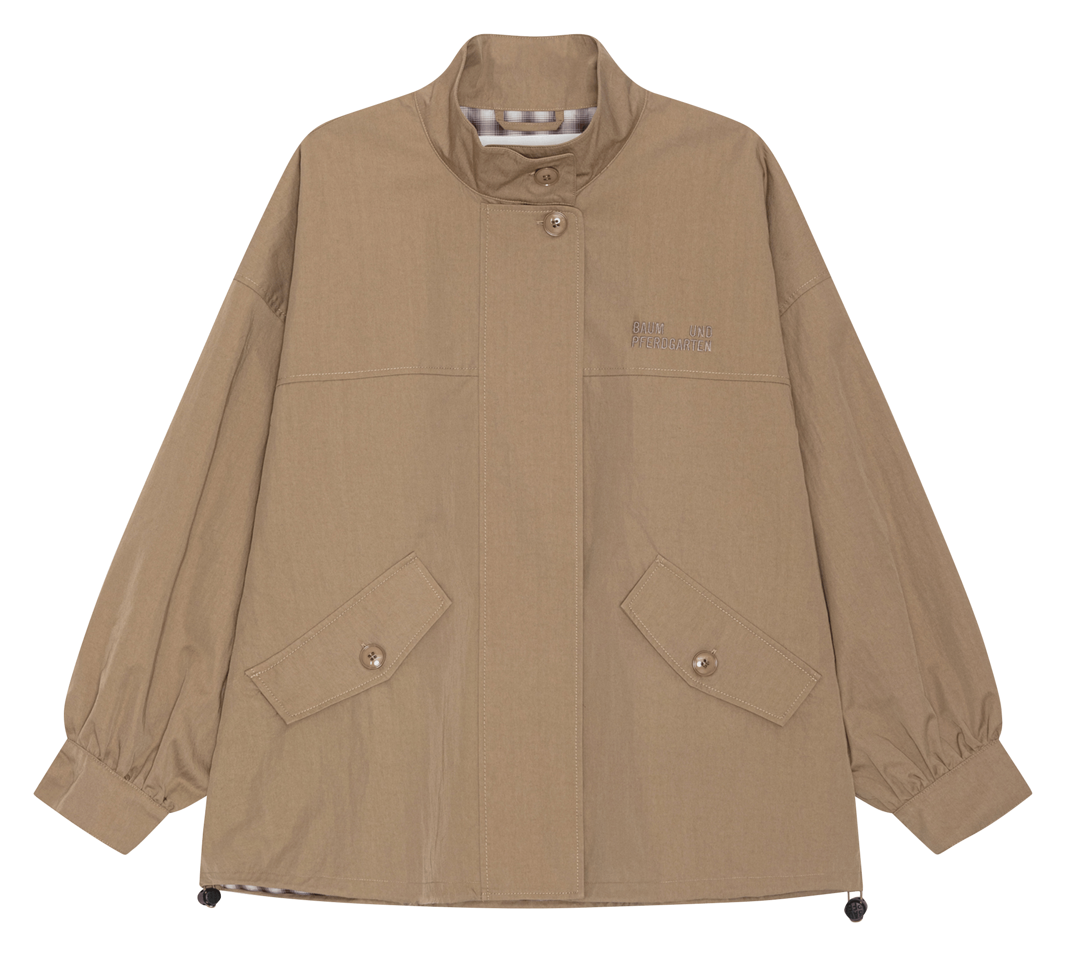 Loose solid high neck jacket BAUM UND PFERDGARTEN Beige