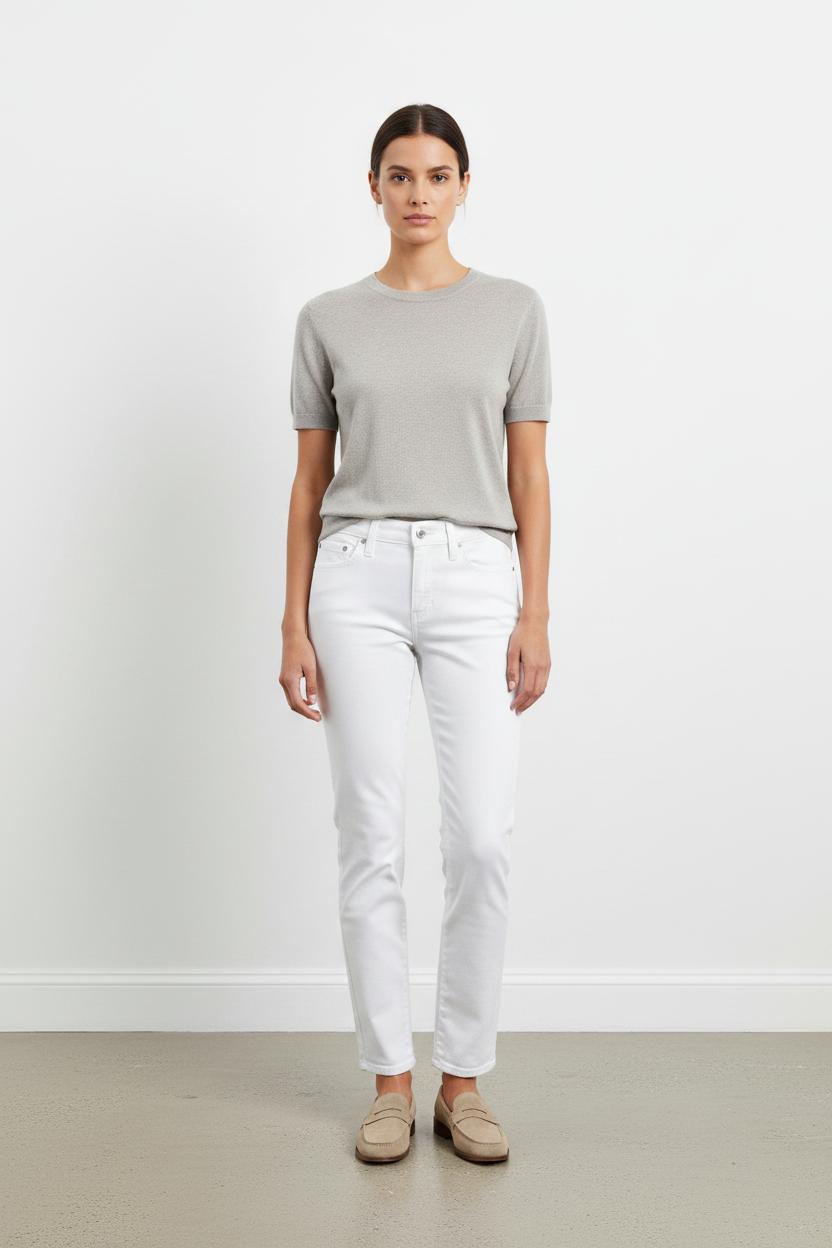 Cropped slim jeans with studs LEVI'S - Seconde main White