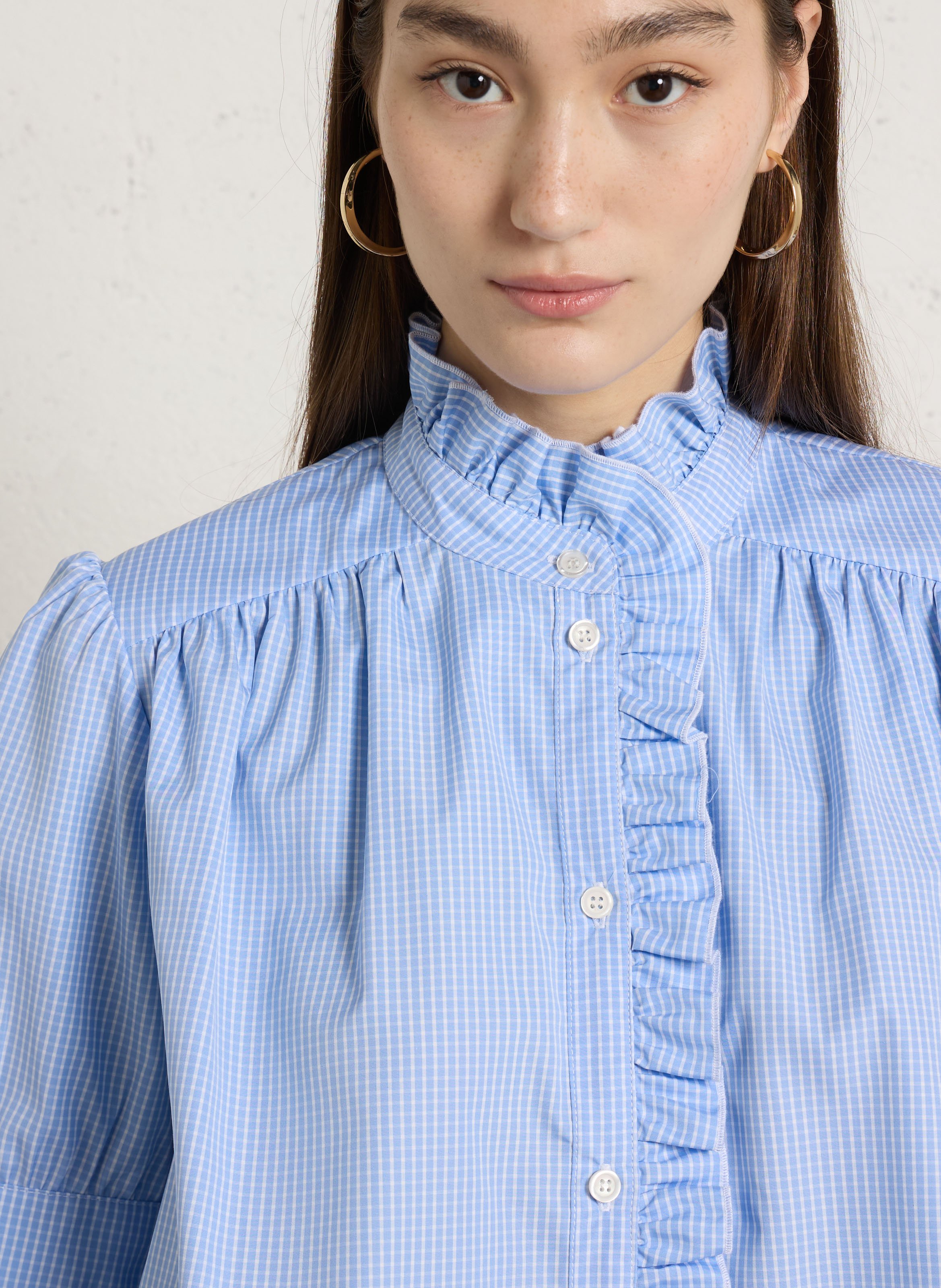 Baumwollbluse mit Stehkragen SUZIE WINKLE Blau