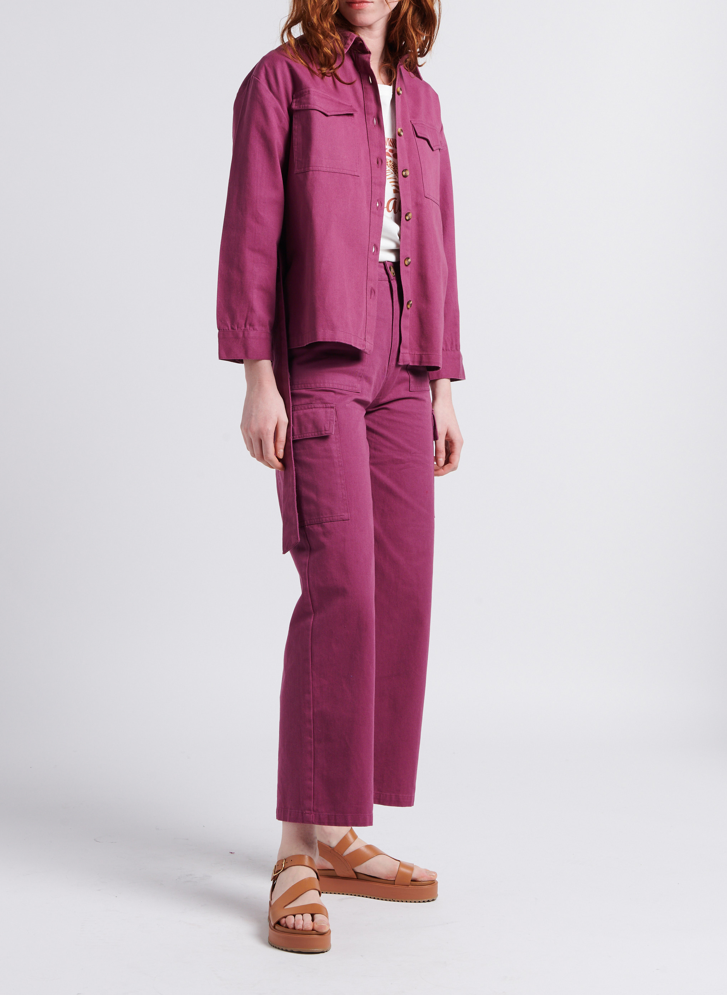Cotton twill denim jacket with classic collar LA PETITE ETOILE Purple