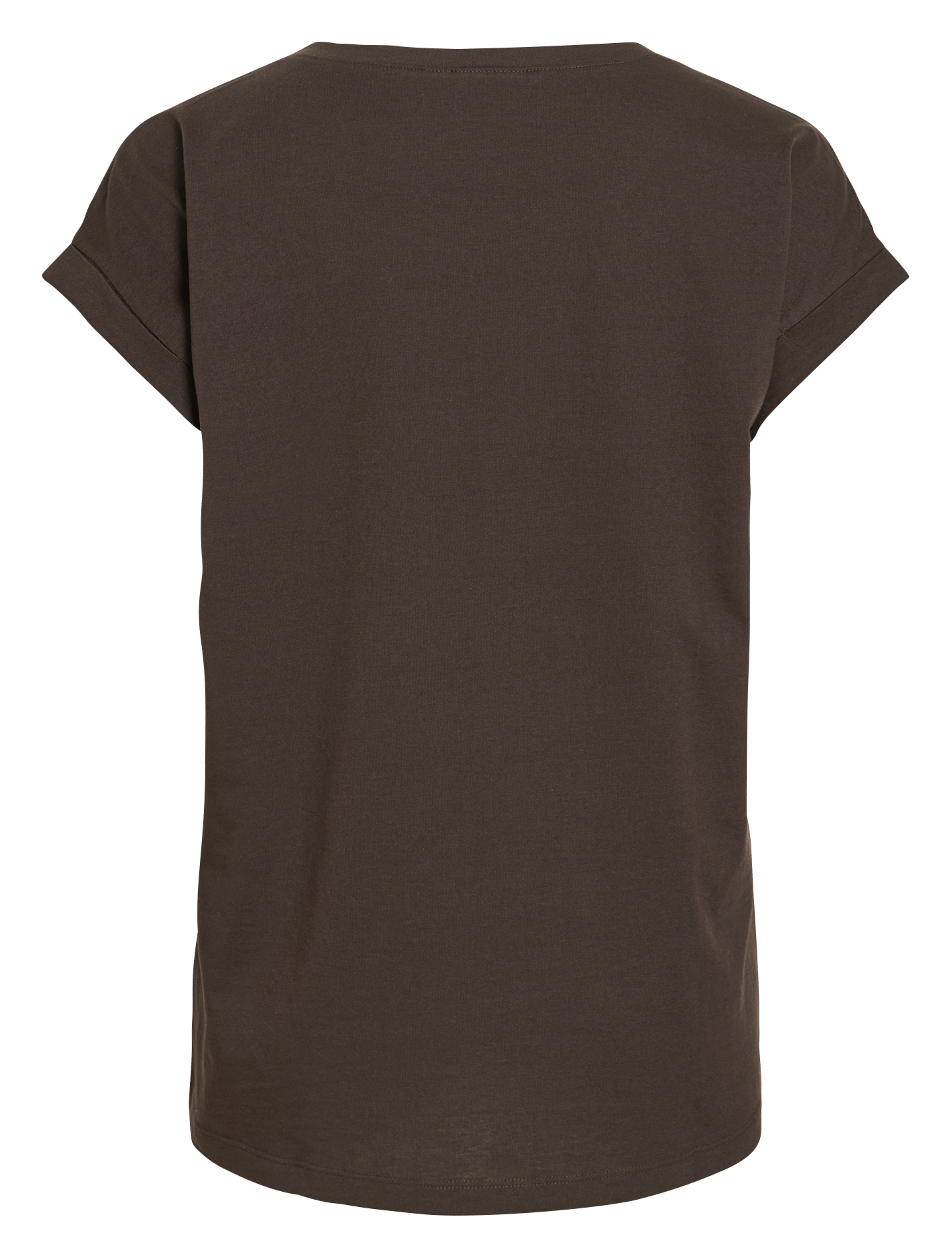 T-shirt van katoenmix met ronde hals VILA Bruin