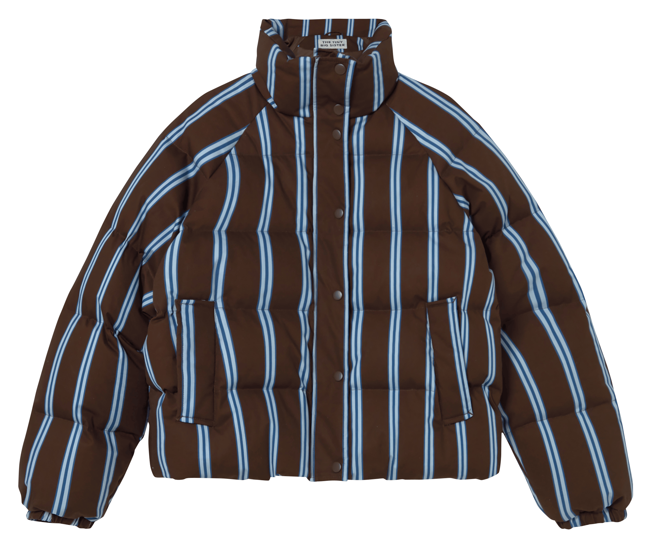 Padded jacket with striped high collar in cotton THE TINY BIG SISTER Brown