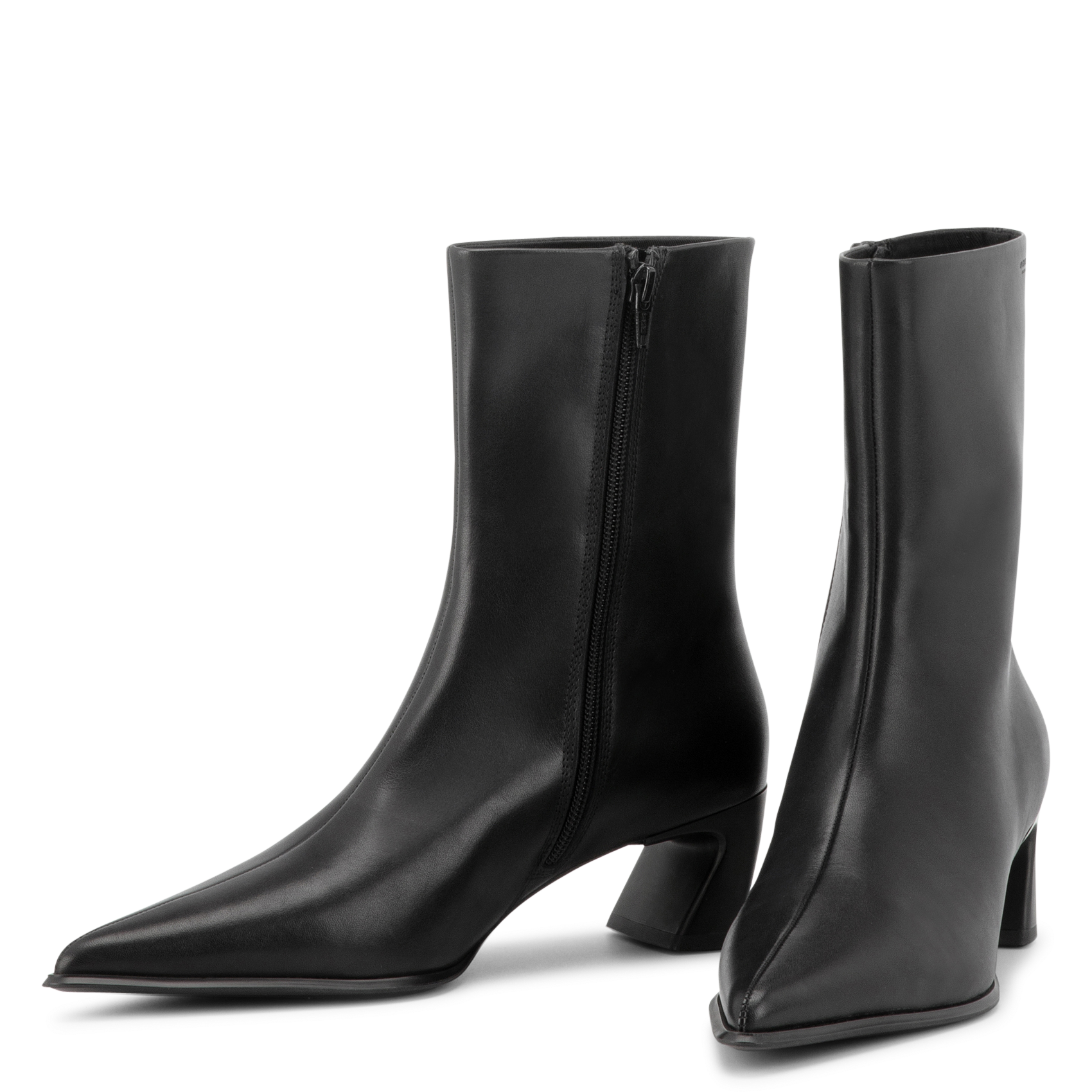 Leather mid-calf boots with pointed toe VAGABOND Black