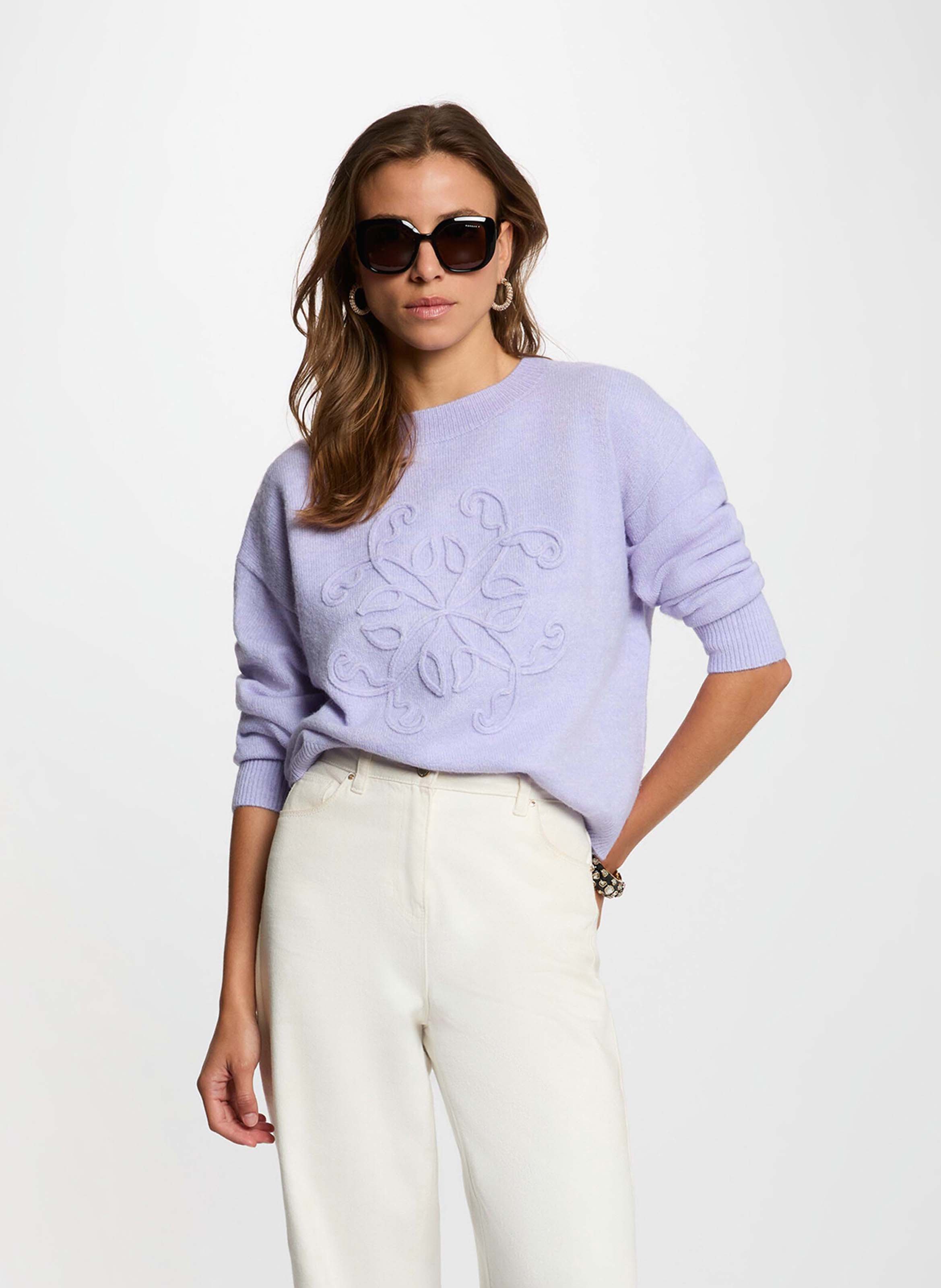 Pull oversize col rond MORGAN Purple