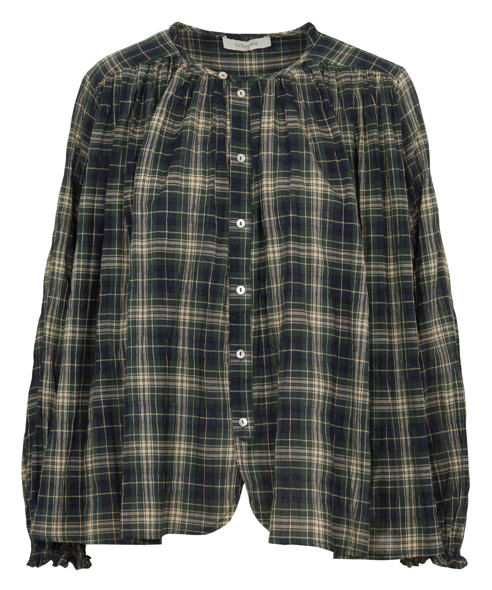 Loose-fit check cotton blouse JC SOPHIE Brown
