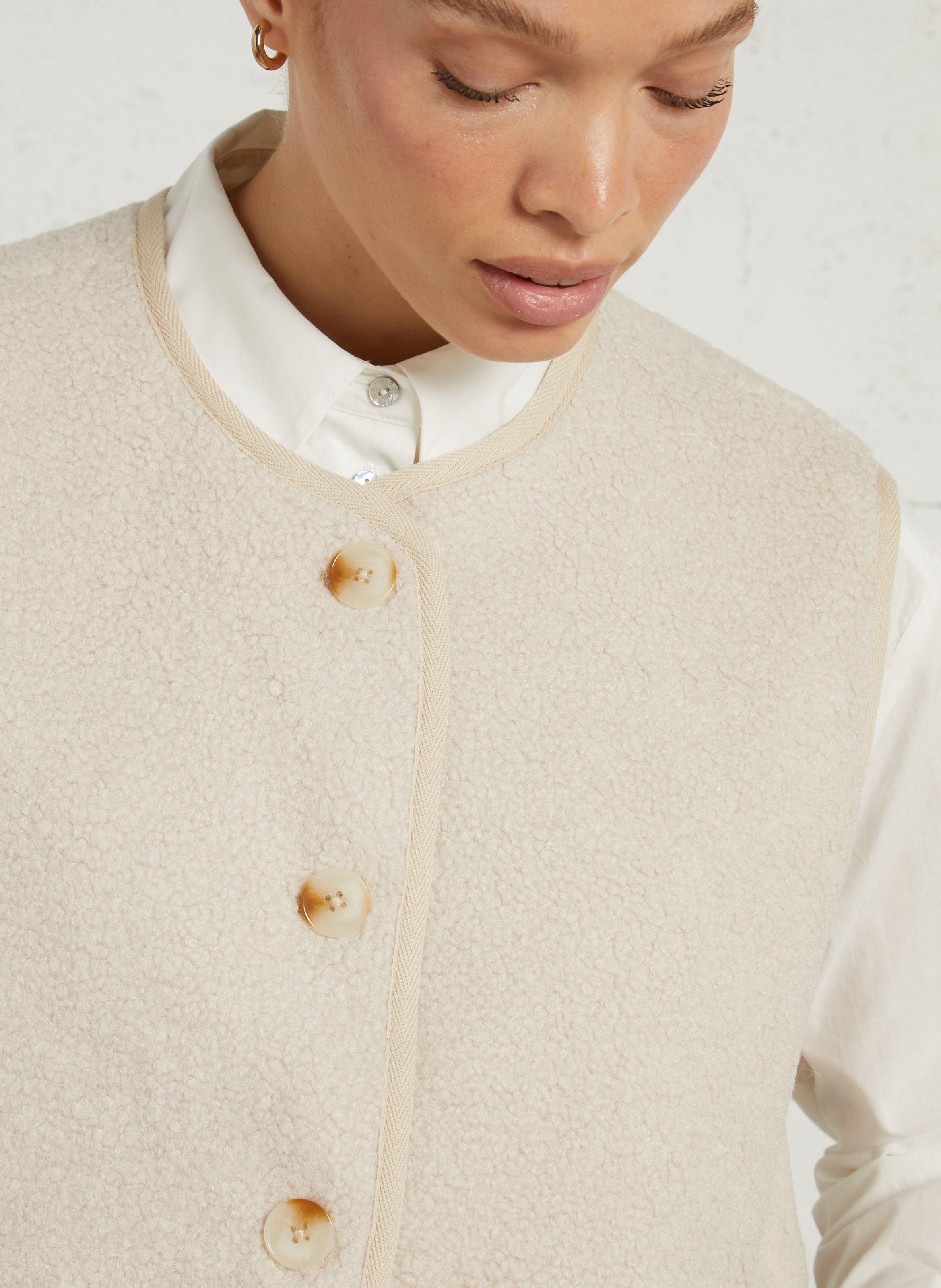 Gilet sans manches effet fourrure JC SOPHIE Beige