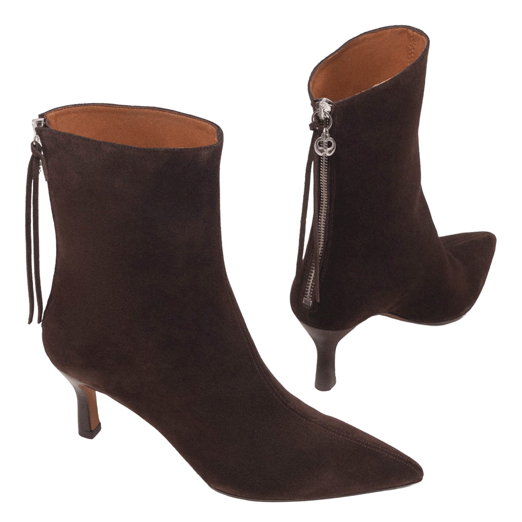 Stiletto leather mid-calf boots MAJE Brown
