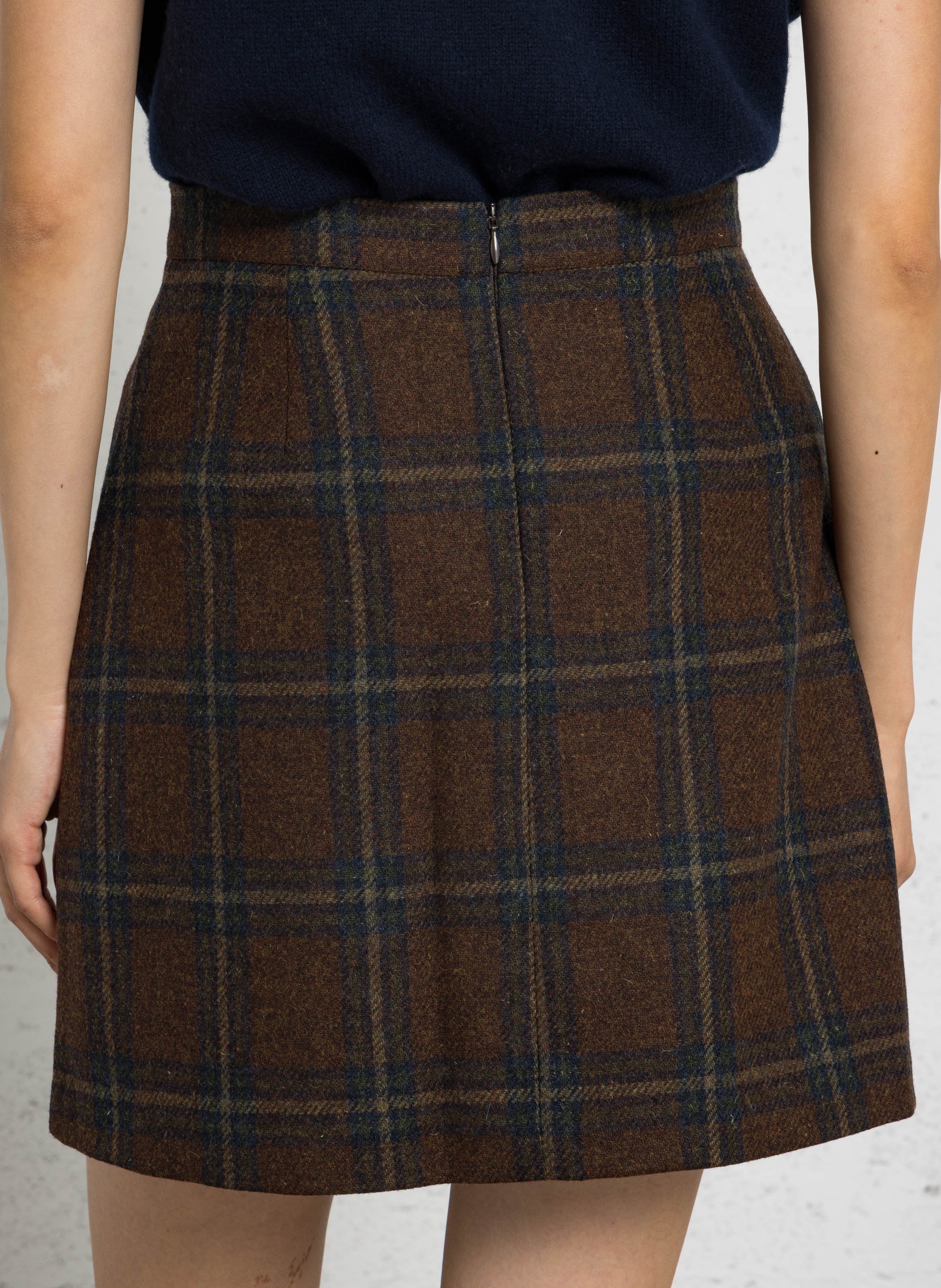 Jupe courte en laine BELLEPIECE Marron