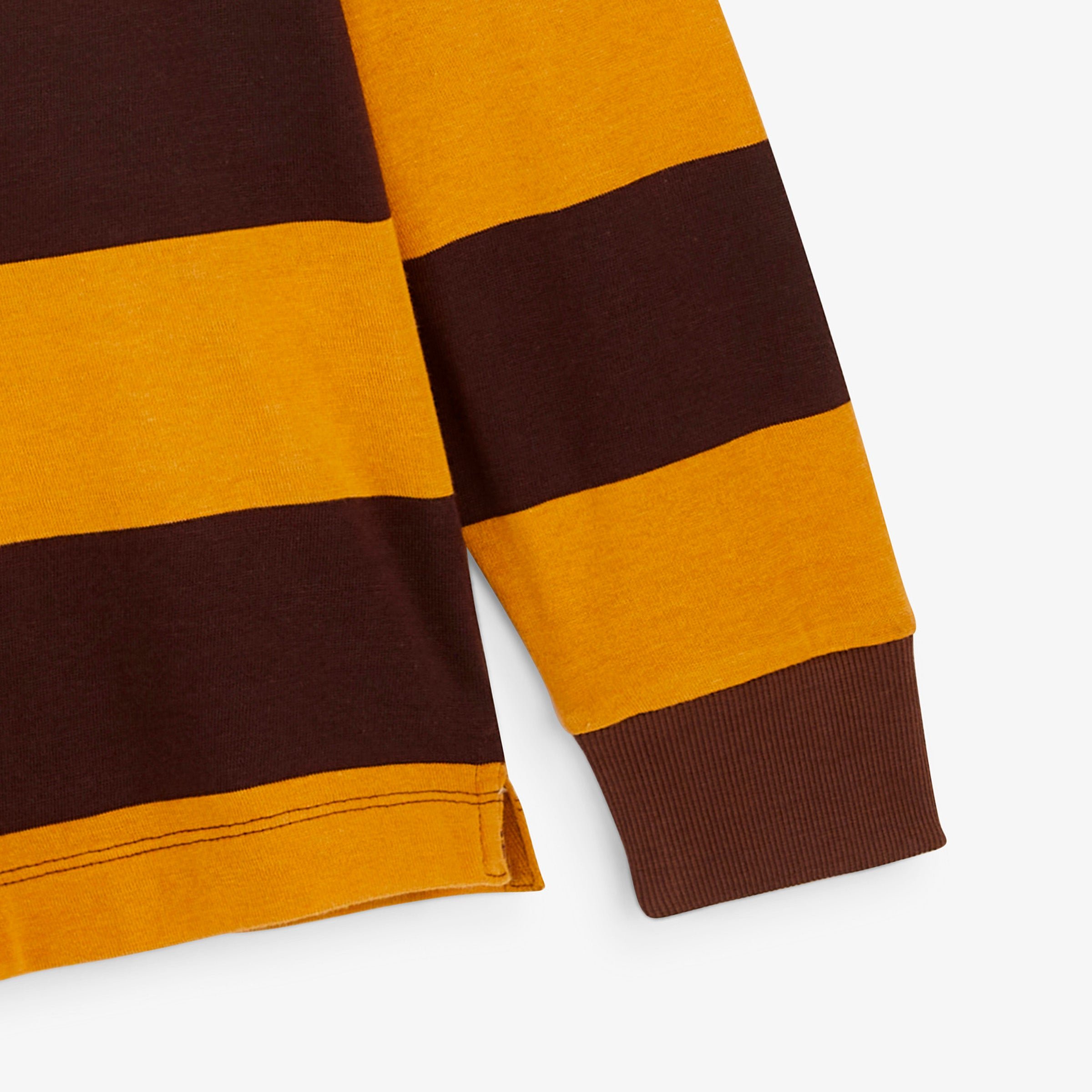 Brownie brown striped long-sleeved rugby polo shirt with BLANCO BIARRITZ embroidery SERGE BLANCO Brown