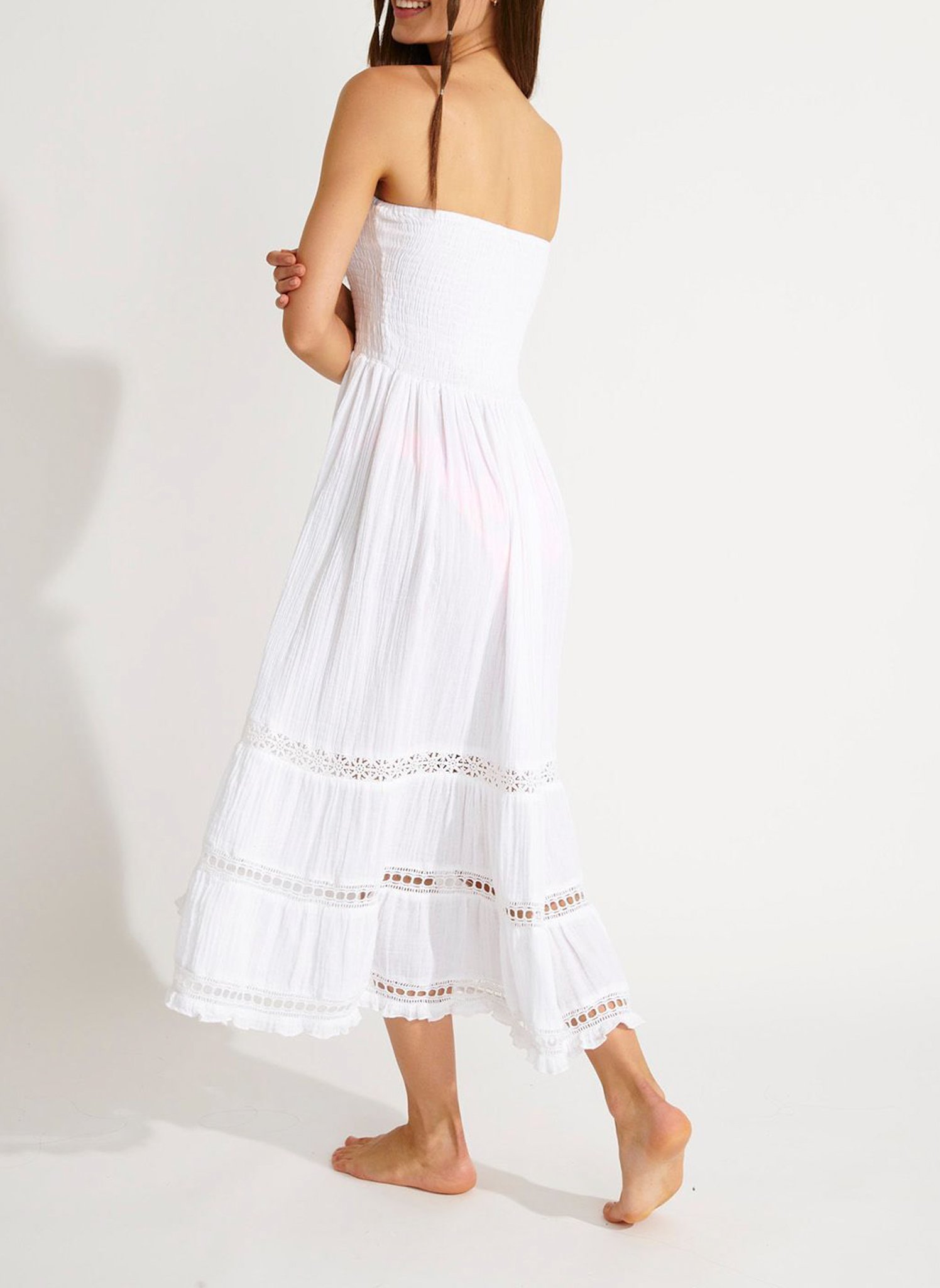 Bustier midi dress BANANA MOON White