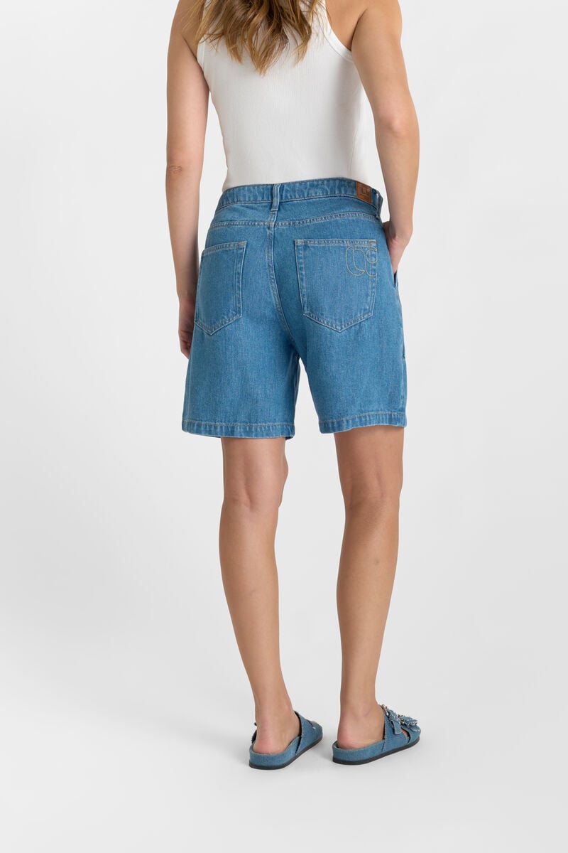 Short zippé taille haute en jeans LE TEMPS DES CERISES Bleu