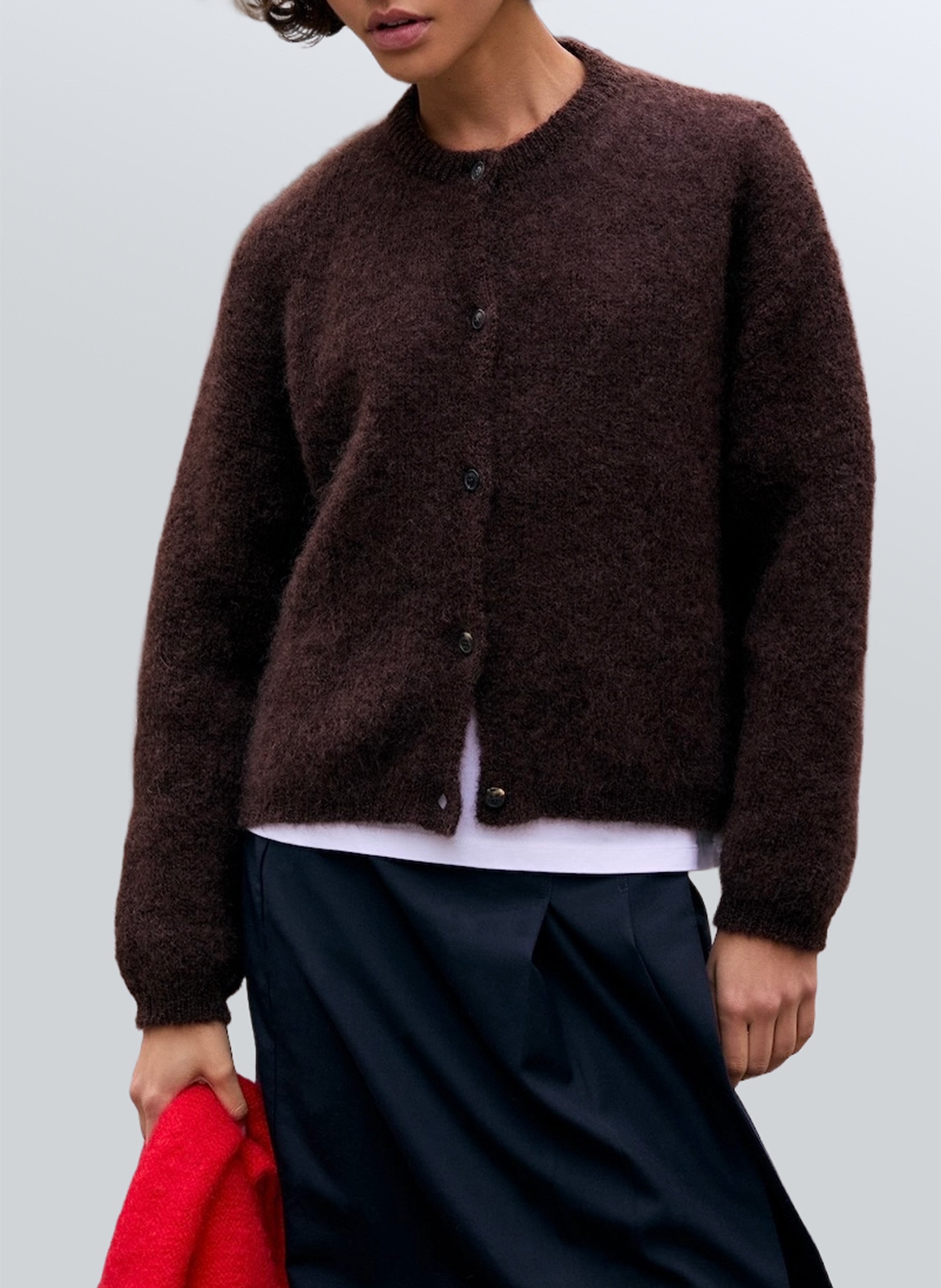Oversized round neck mohair blend vest SURPRISE